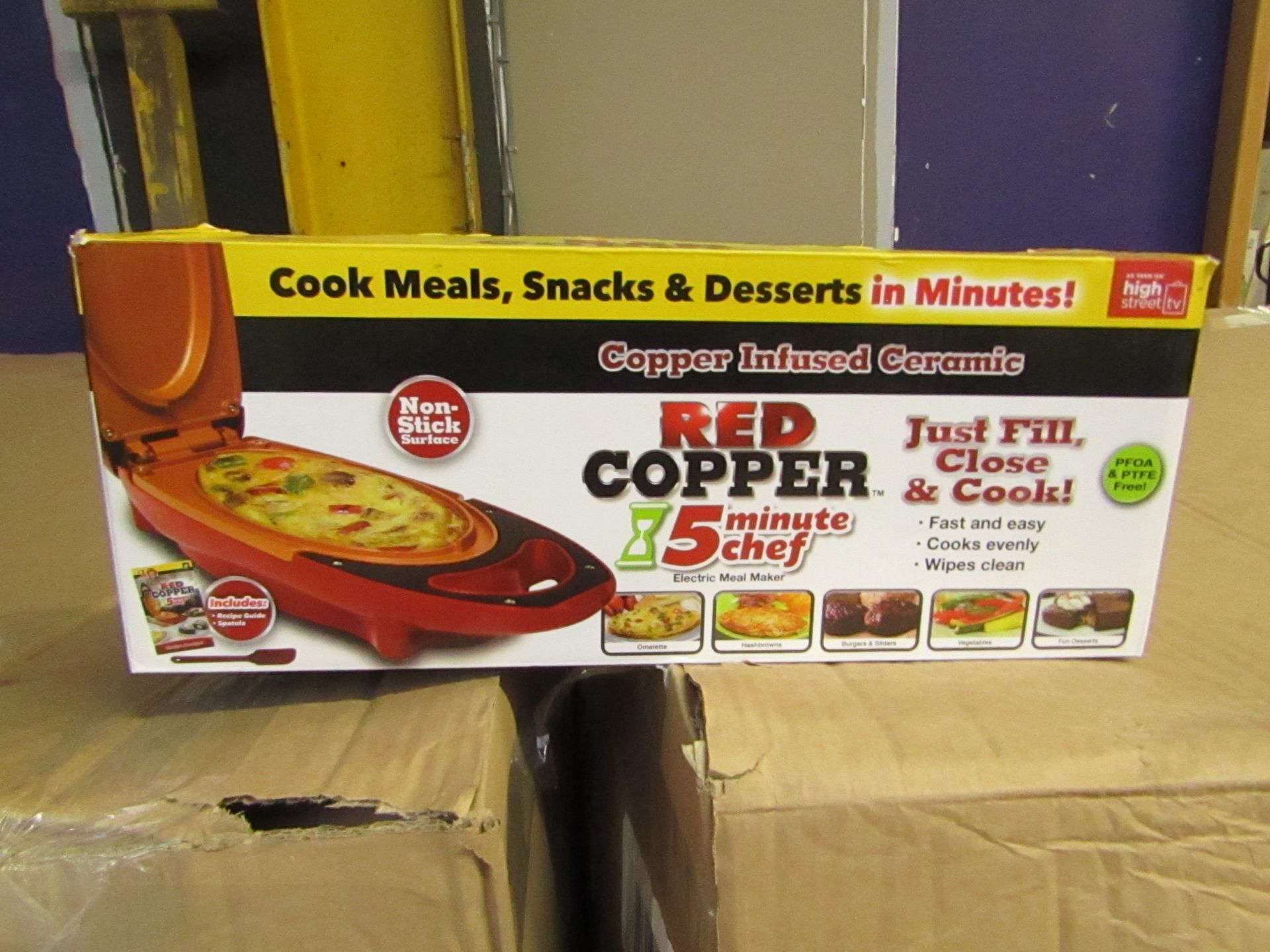 | 5X | RED COPPER CHEF ELECTRIC MEAL MAKERS | UNCHECKED AND BOXED | NO ONLINE RESALE | SKU