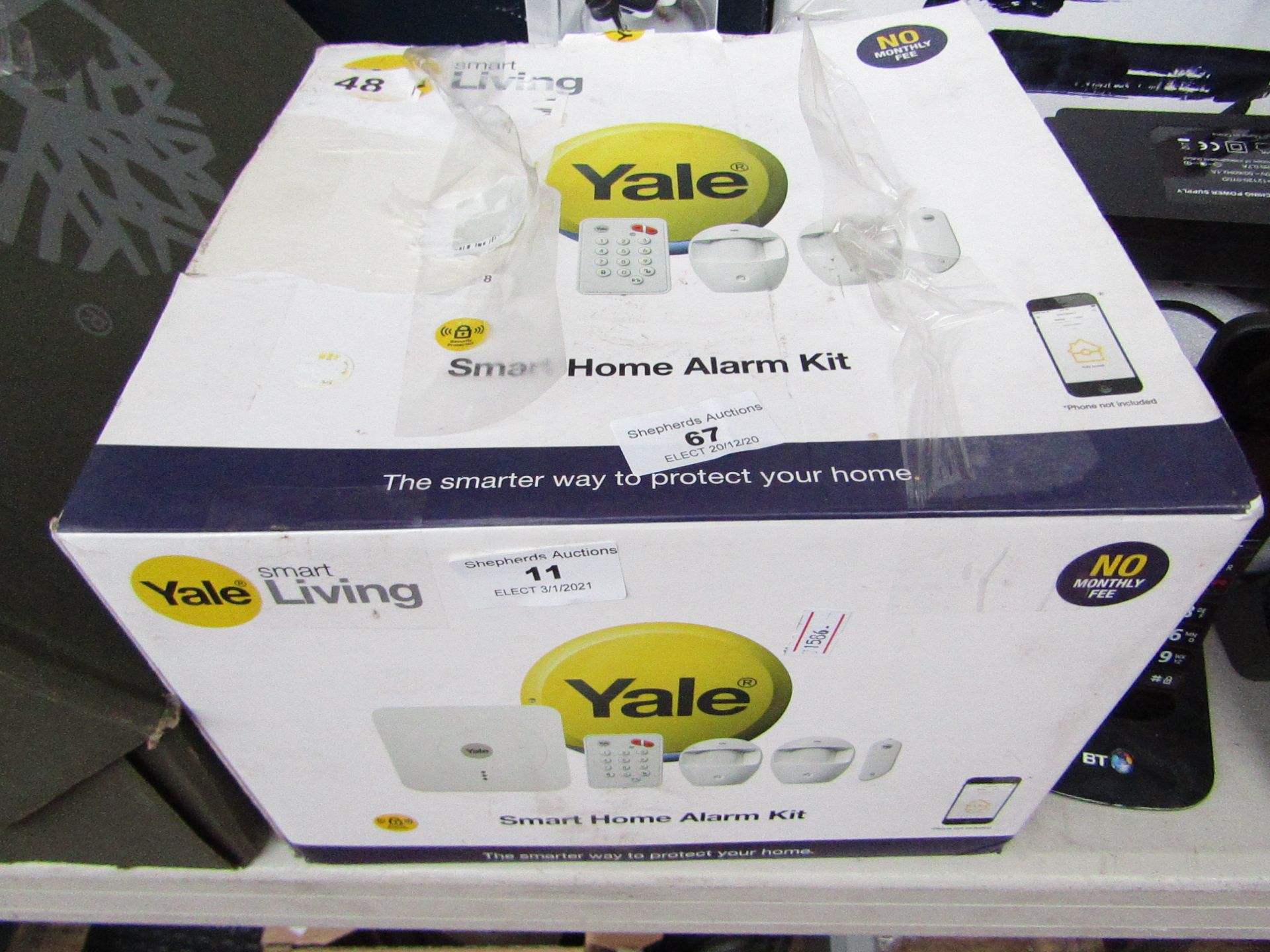 Yale Smart Home alarm kit, unchecked and boxed.