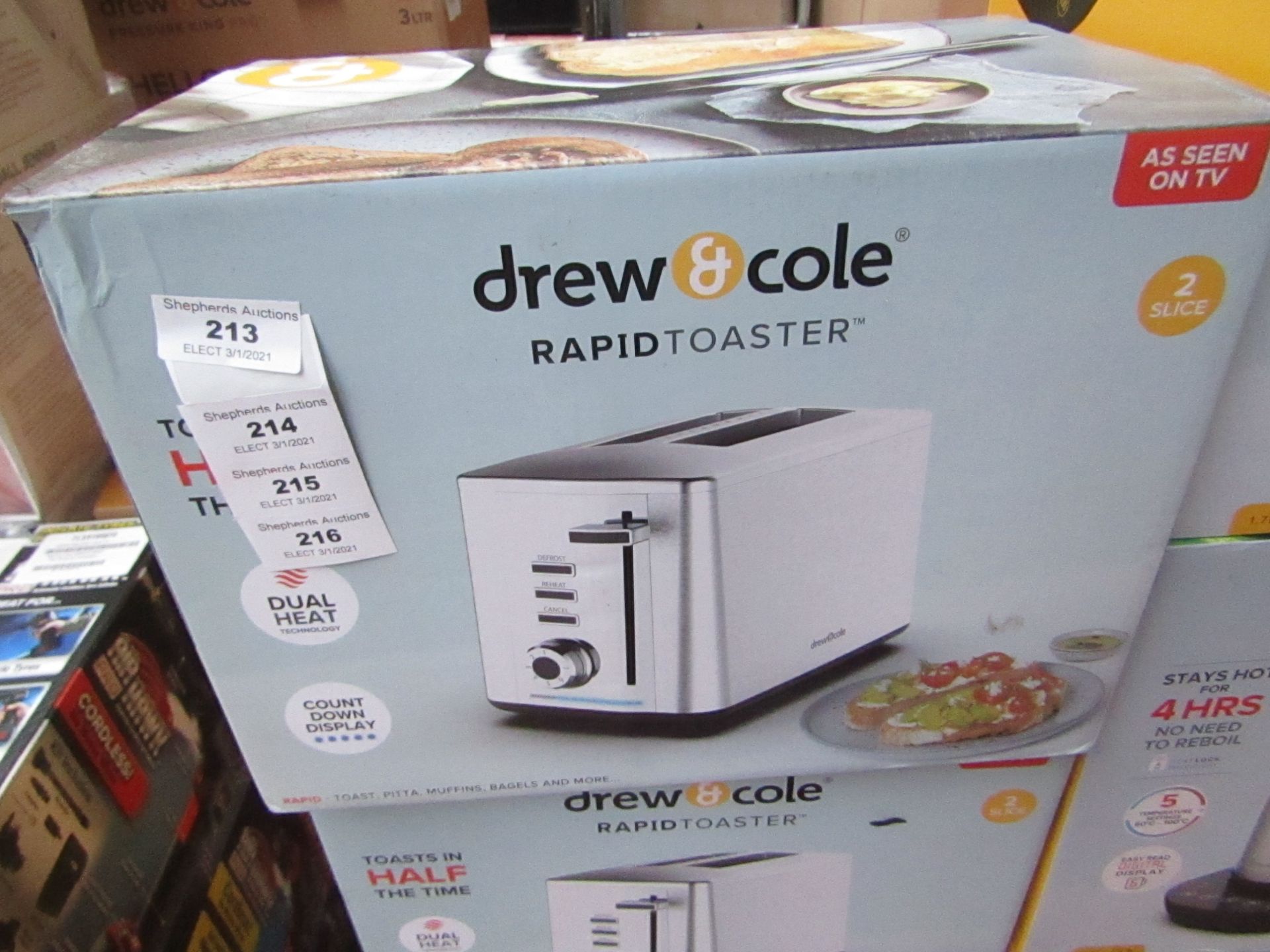 | 1X | DREW AND COLE 2 SLICE TOASTER | REFURBISHED AND BOXED | NO ONLINE RESALE | SKU - | RRP £49.99