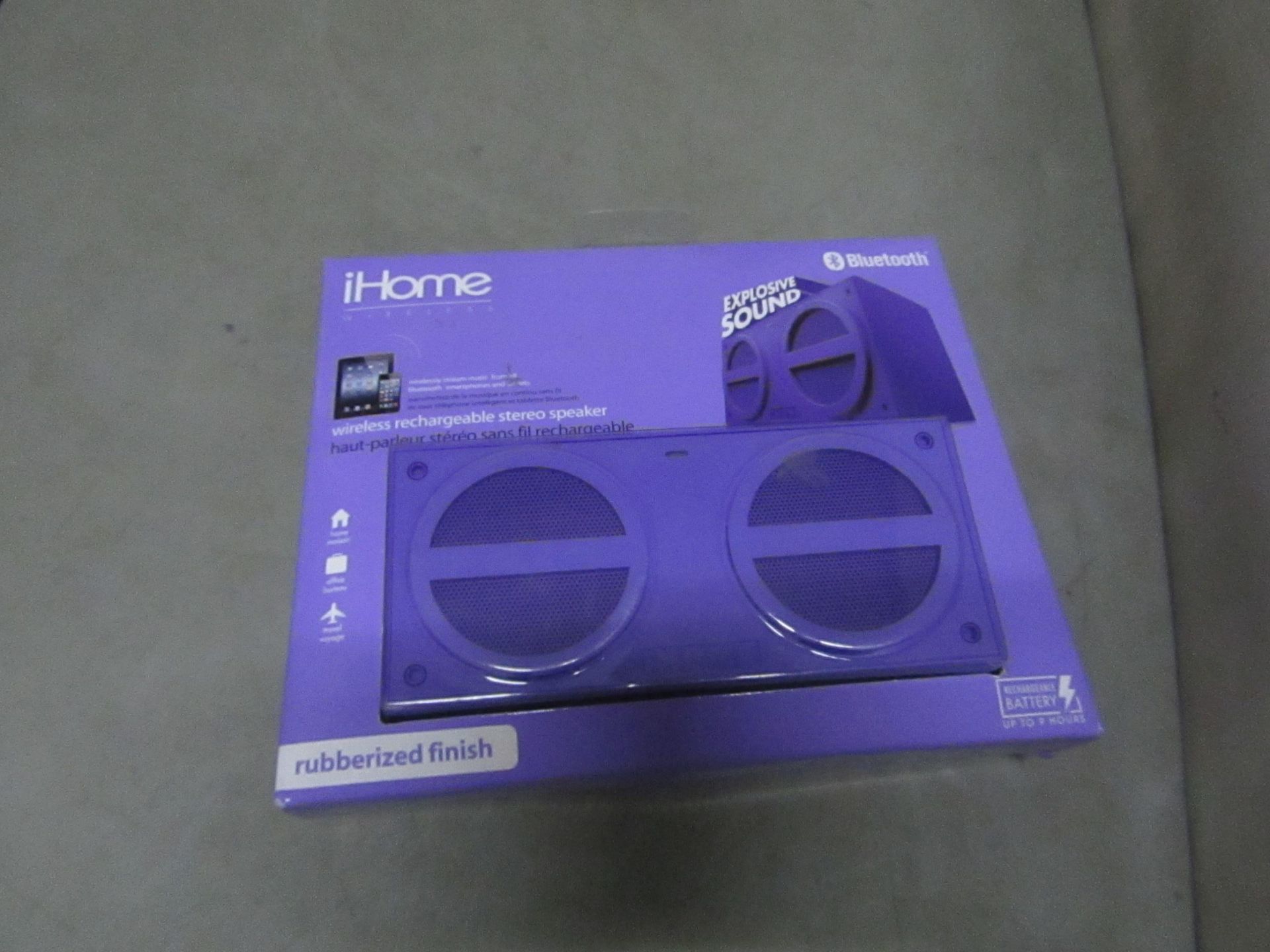iHome wireless rechargable bluetooth speaker, new and packaged