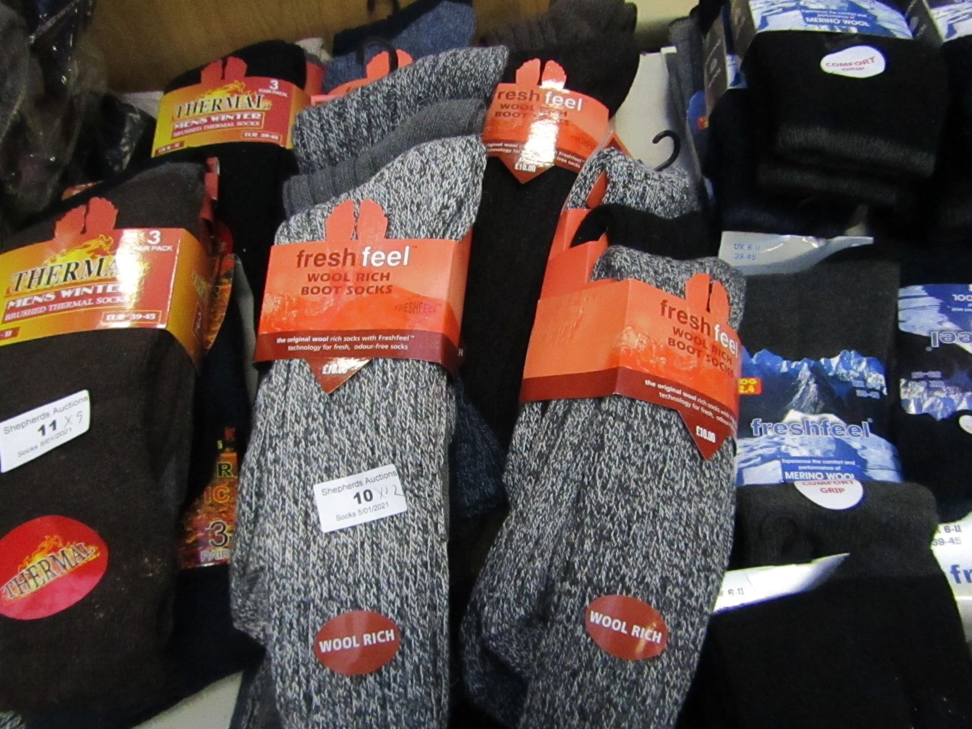 12 X Wool Rich Boot Socks Aize 6-11 New & Packaged