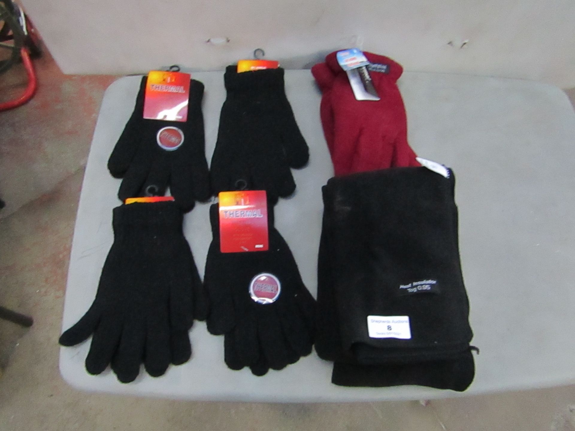 7 X Items Being,5 X Pairs of Thermal Gloves & 2 X Scarves ( See Image )