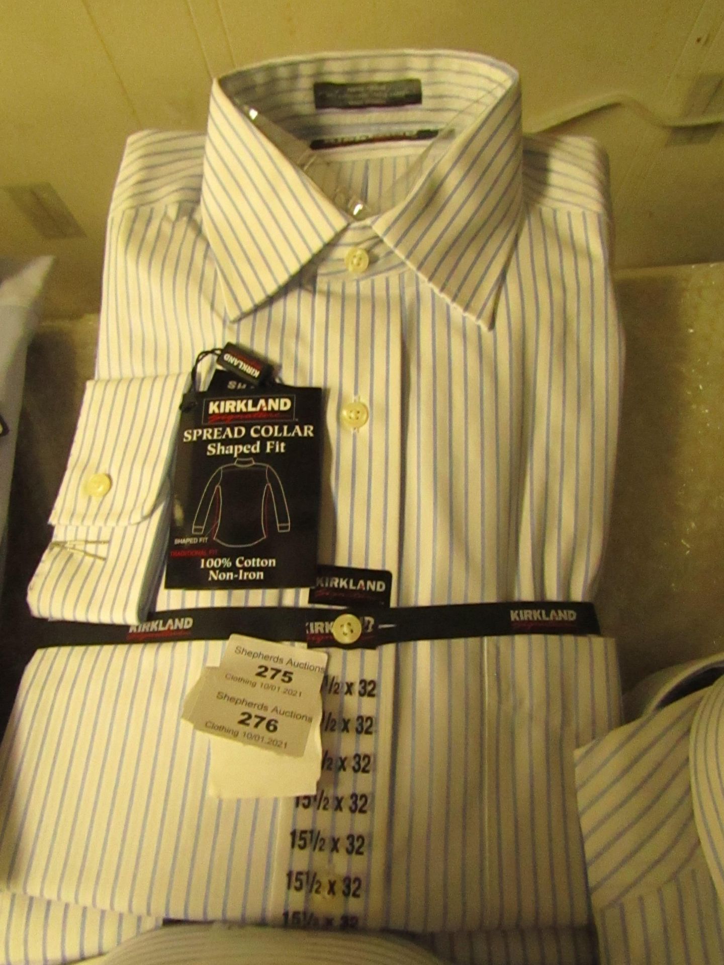 Kirkland Signature Mens 100% Cotton Shaped Fit Shirt Non IronSize 15.5" X 32 New in Packaging