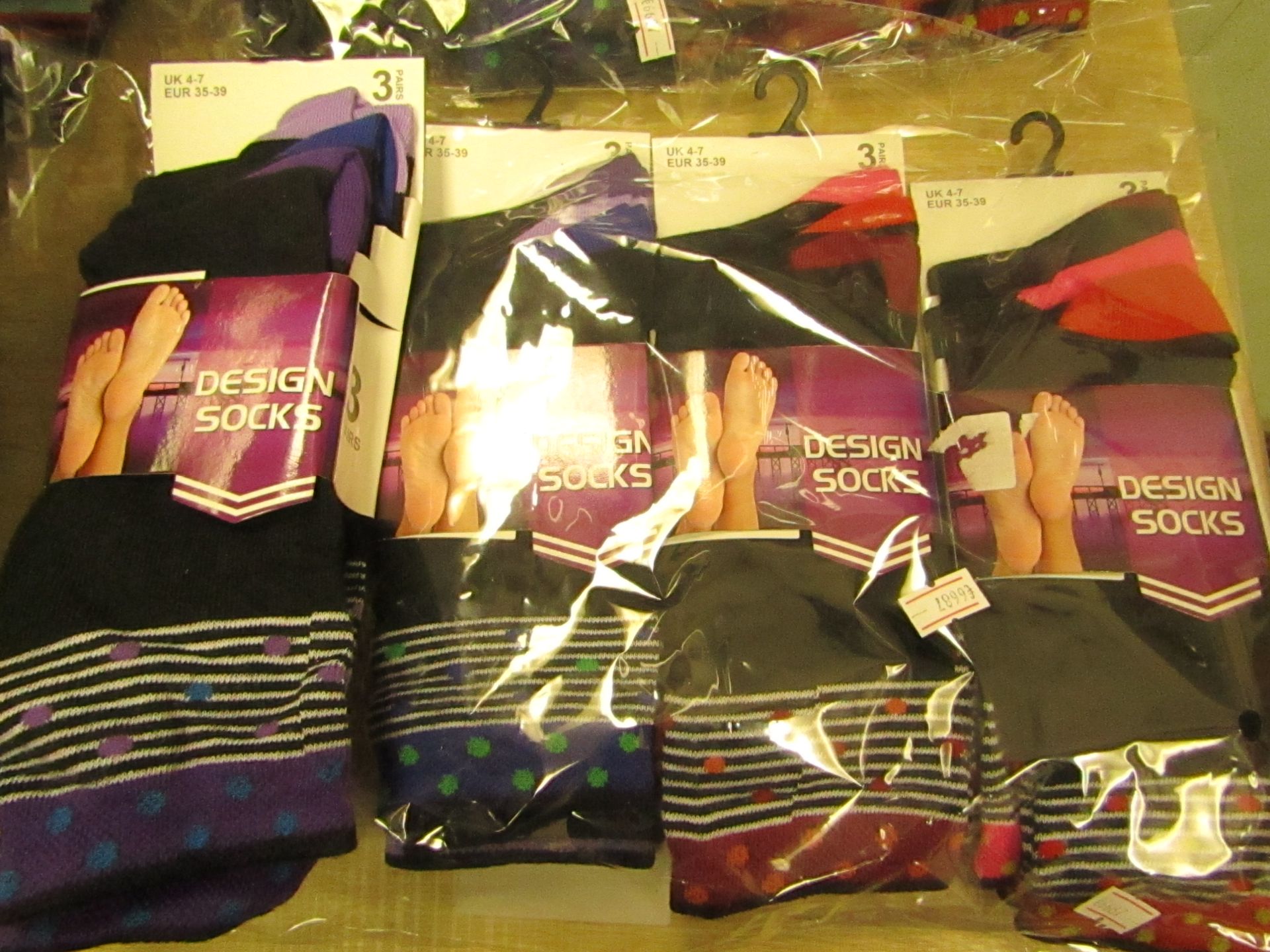 12 X Pairs of Ladies Design Socks Size 4-7 New in Packaging