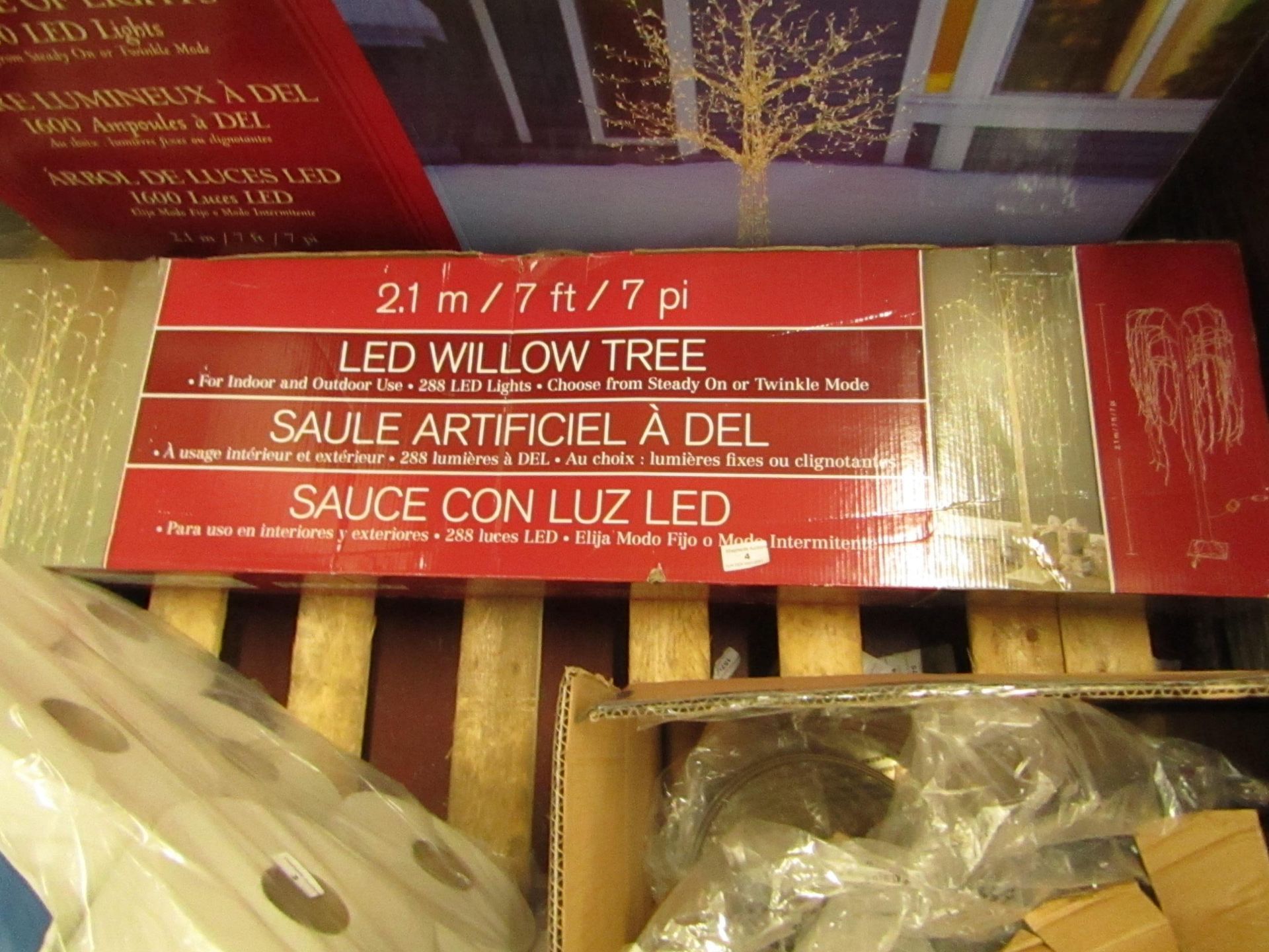 2.1m LED Willow Tree. For indoor/outdoor. Boxed but untested