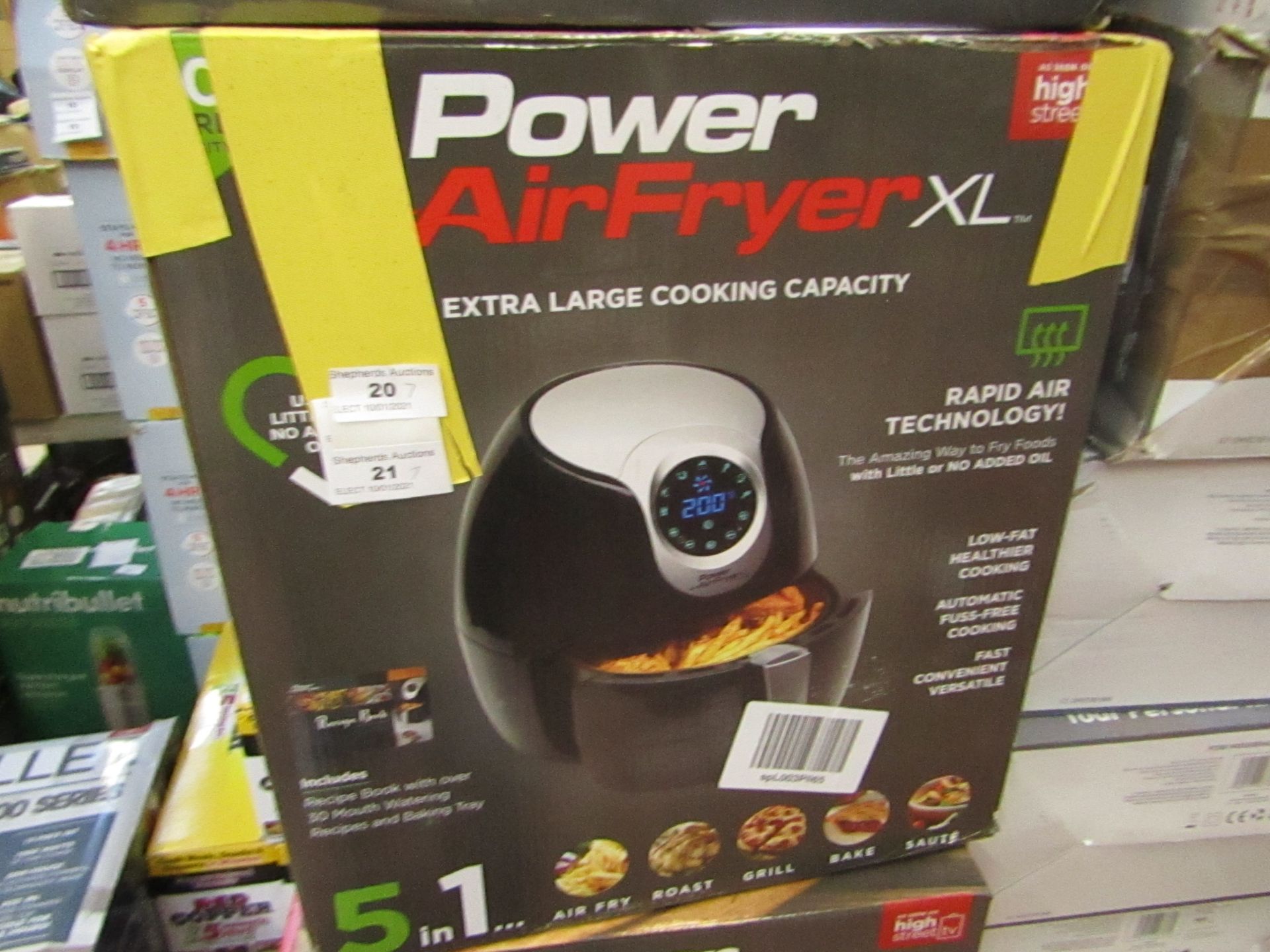 | 7X | POWER AIR FRYER 5L | UNCHECKED AND BOXED | NO ONLINE RE-SALE | SKU C5060191466936| RRP £69.99