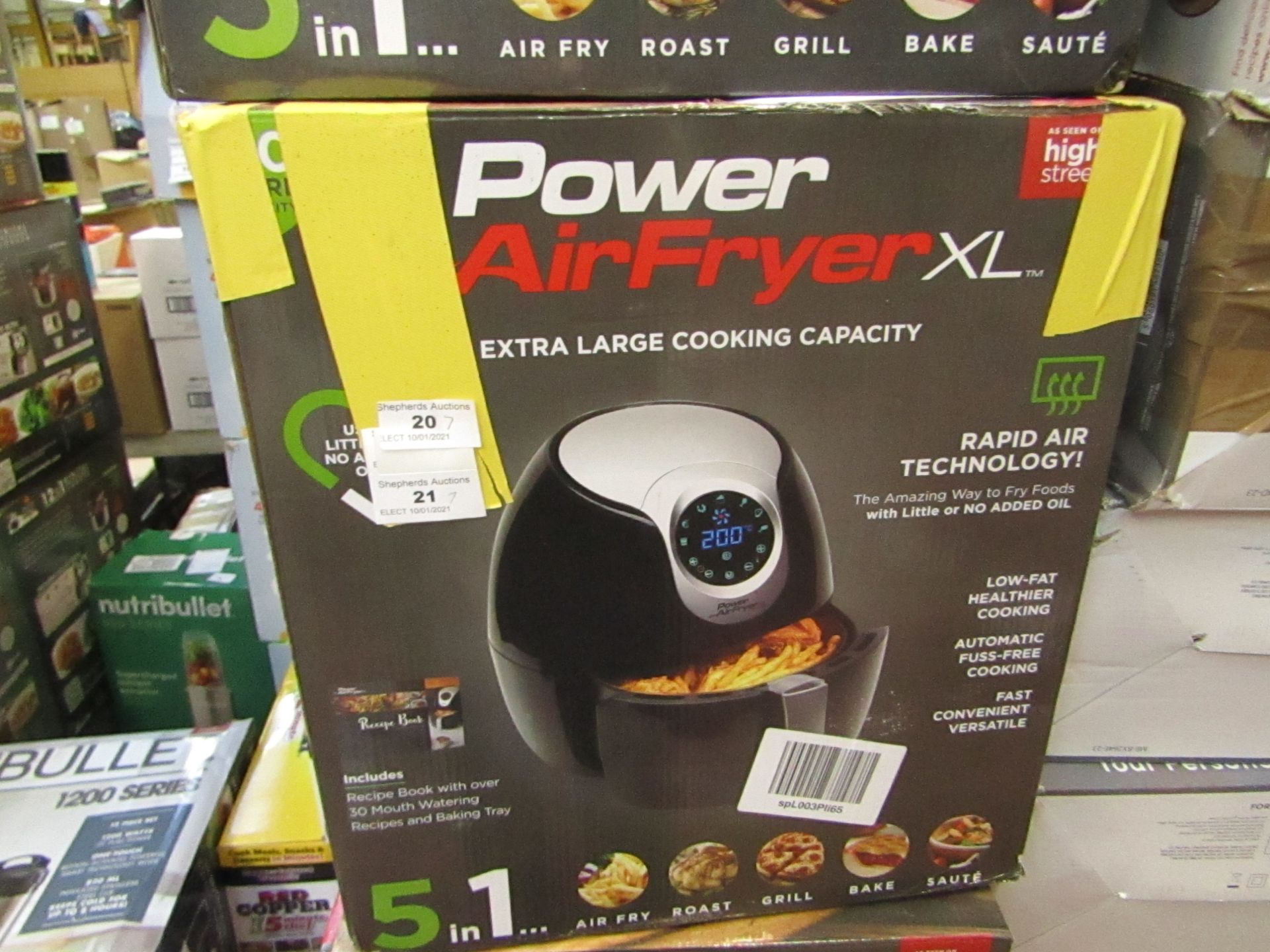 | 7X | POWER AIR FRYER 5L | UNCHECKED AND BOXED | NO ONLINE RE-SALE | SKU C5060191466936| RRP £69.99