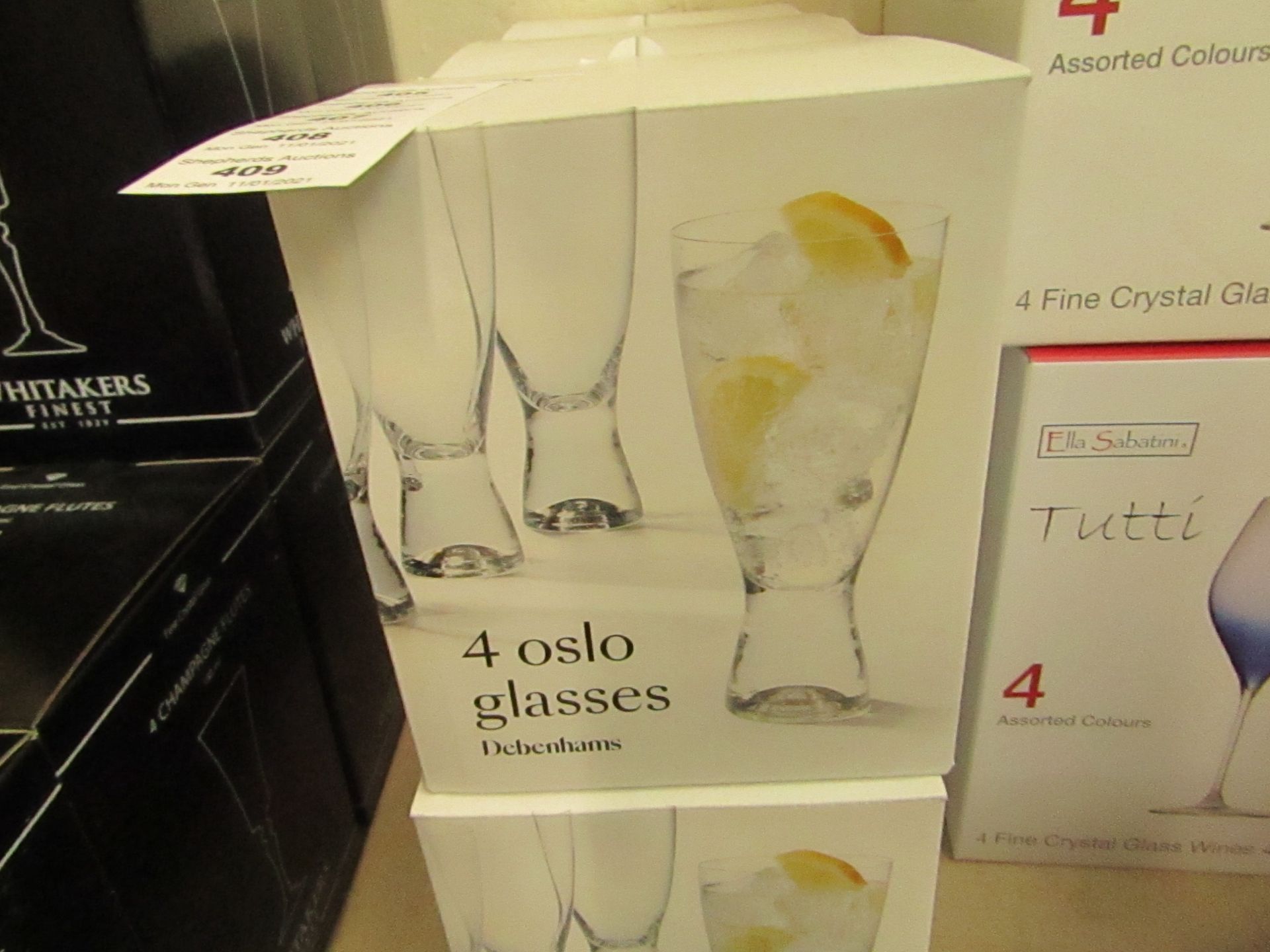Debenhams - Set of 4 Oslo Glasses - New & Boxed.