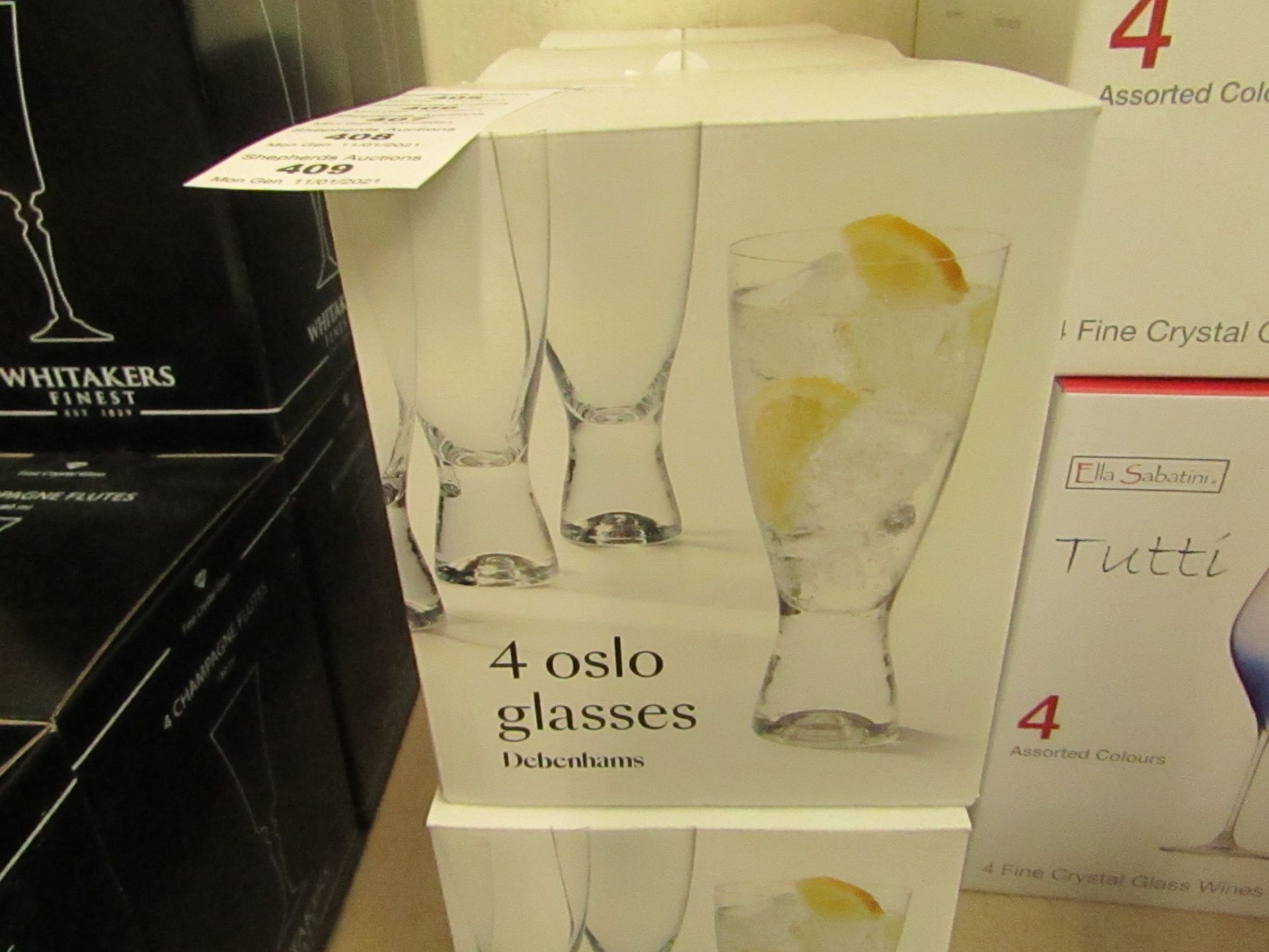 Debenhams - Set of 4 Oslo Glasses - New & Boxed.