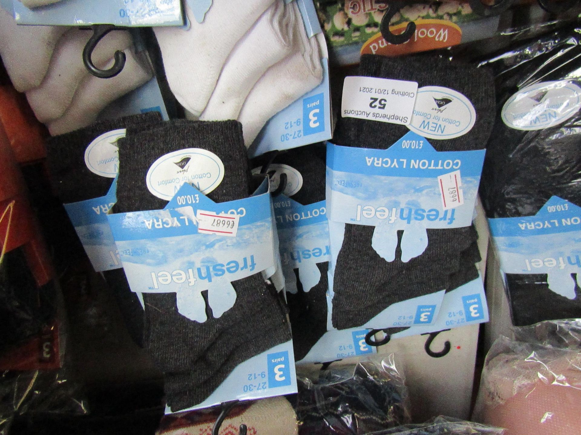 18 X Cotton Lycra Socks Size 9-12 Dark Grey New in Packaging