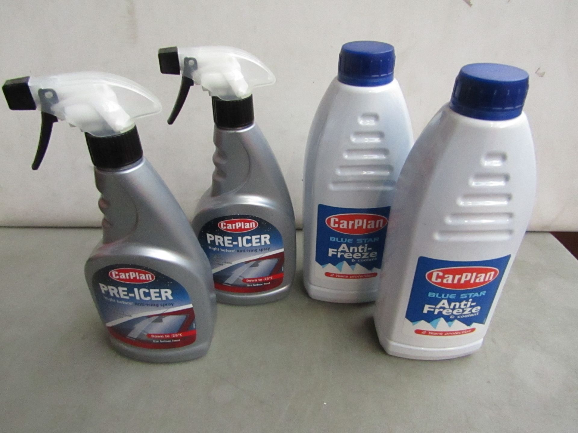 1x Carplan - Pre-Icer - 500ml - Unused. 2x Carplan - Blue Star Anti-Freeze & Coolant - 1 Litre -