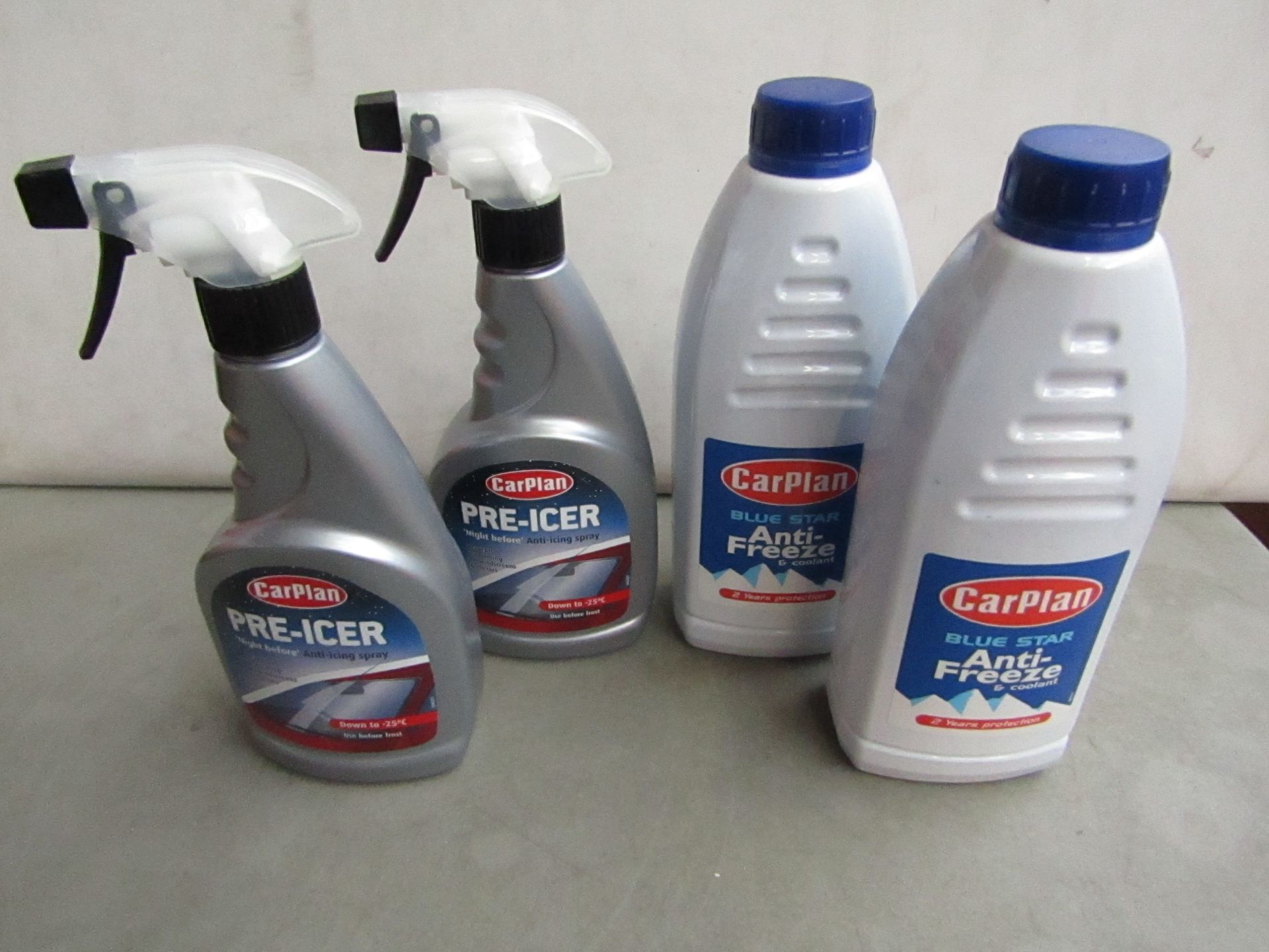 1x Carplan - Pre-Icer - 500ml - Unused. 2x Carplan - Blue Star Anti-Freeze & Coolant - 1 Litre -