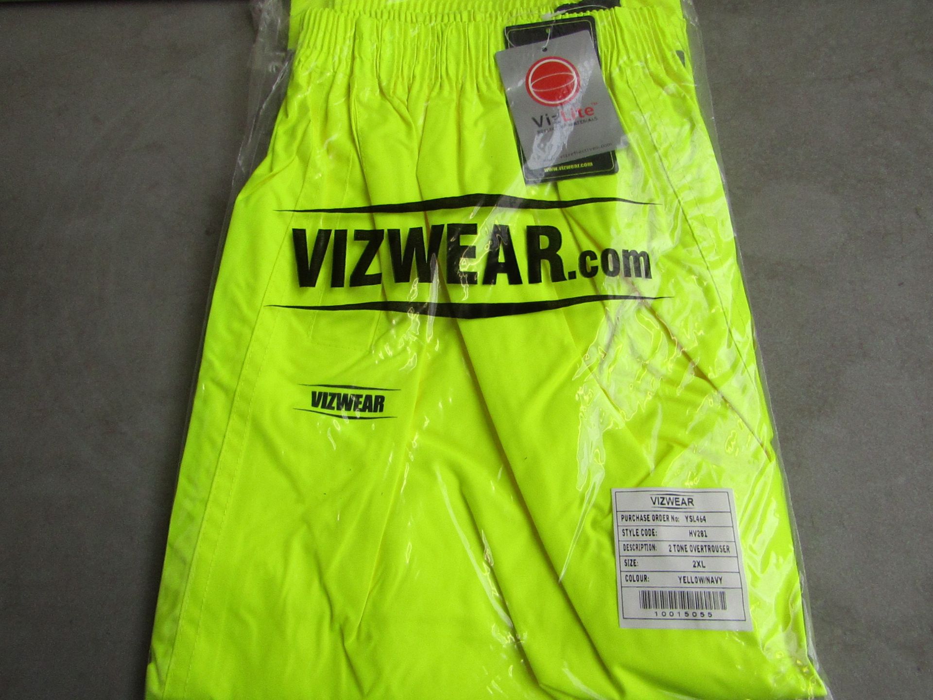 Vizwear - Hi-Vis Yellow 2 Tone OverTrouser - Size 2XL - Unused & Packaged.