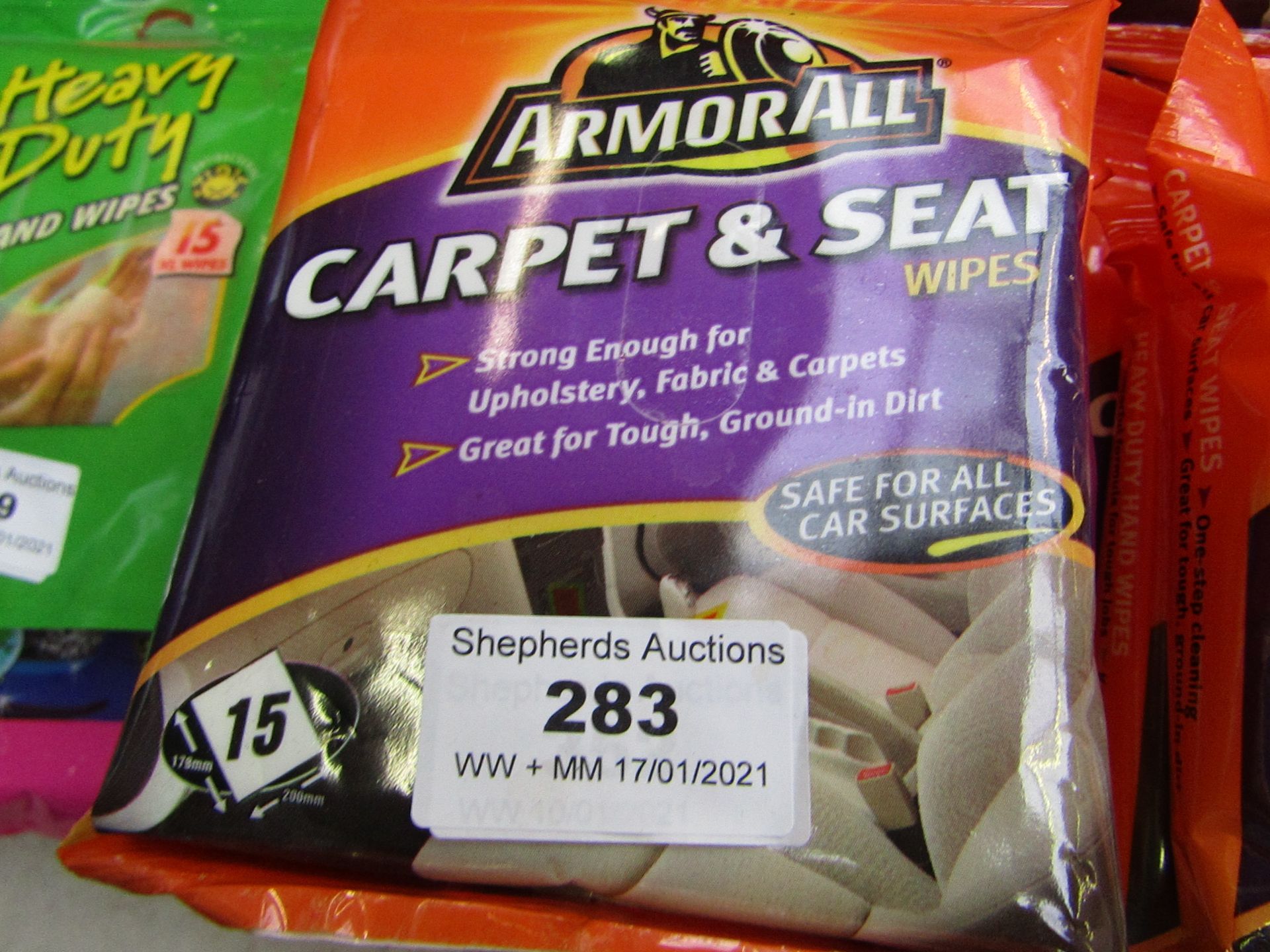5x ArmorAll - Carpet & Seat Wipes (15 Wipes Per Pack) - Unused.