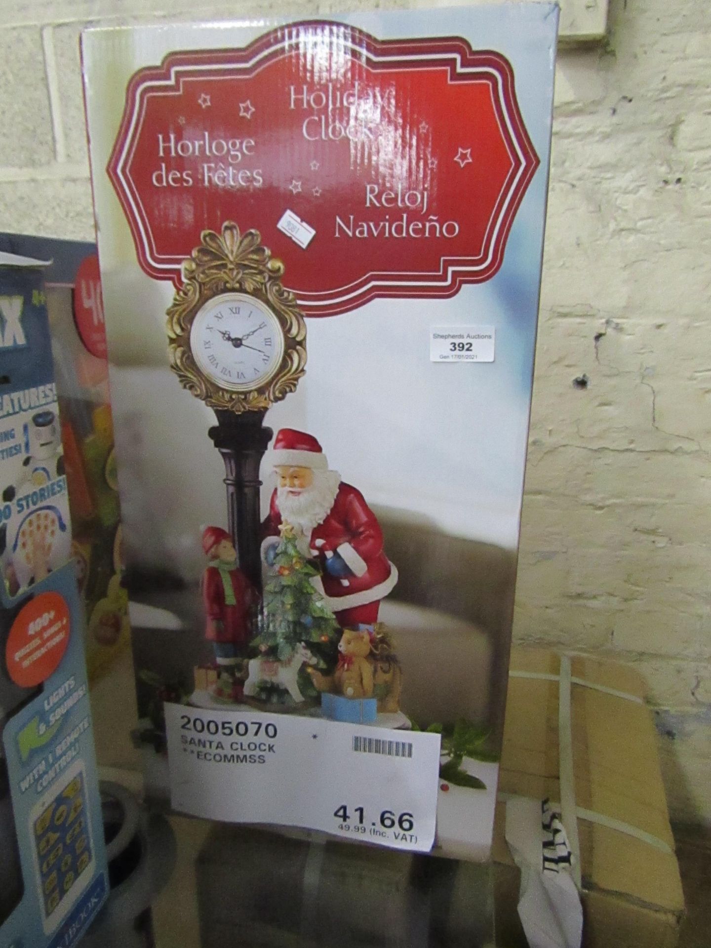 Santa Holiday Clock - Christmas Ornament -RRP £42 @ Costco Unchecked & Boxed.