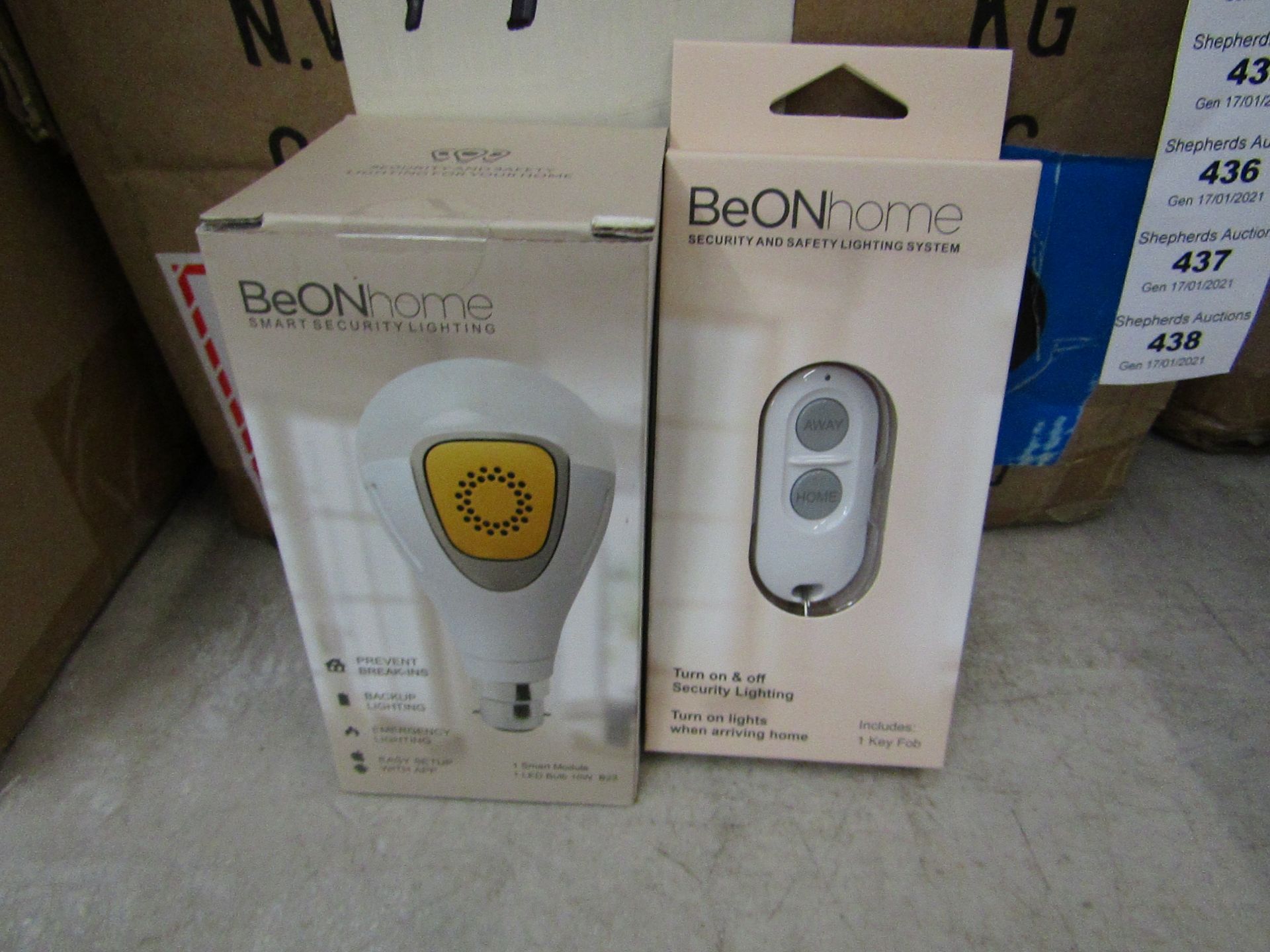 Be on Home Smart security light bulb with remote control fob - New & Boxed.