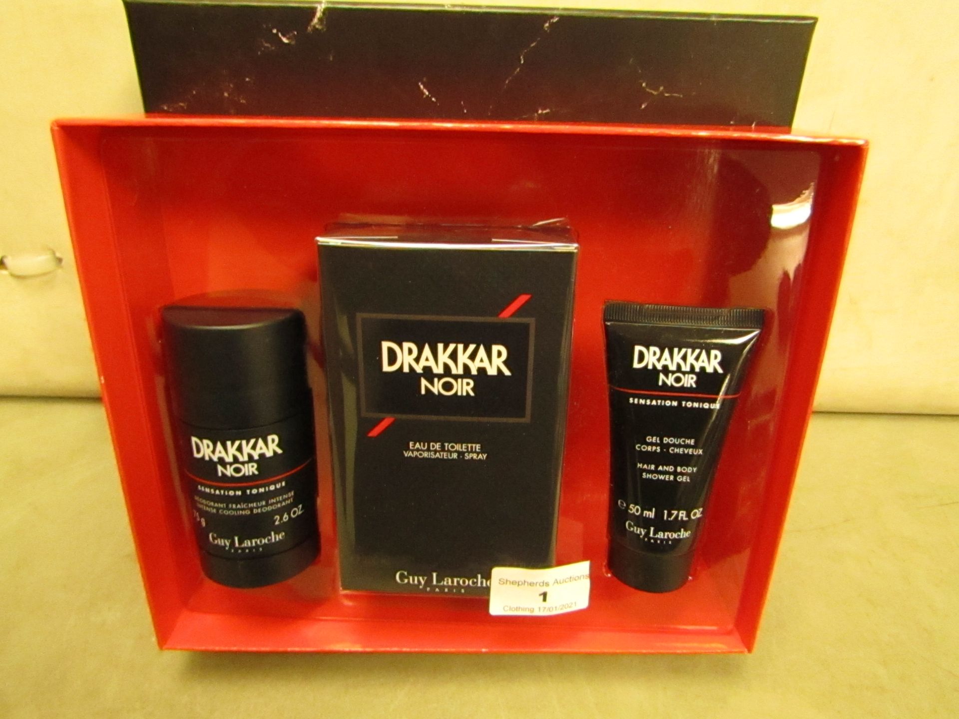 Drakkar Noir Set Inc..Eau De Toilette 100MLS,Hair & Body Gel 50MLS & Deodorant 75MLS,New & Sealed