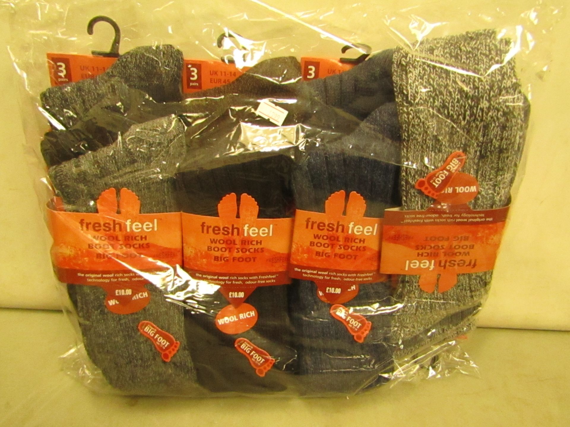 12 X Pairs of Wool Rich Boot Socks Size 11-14 New & Packaged