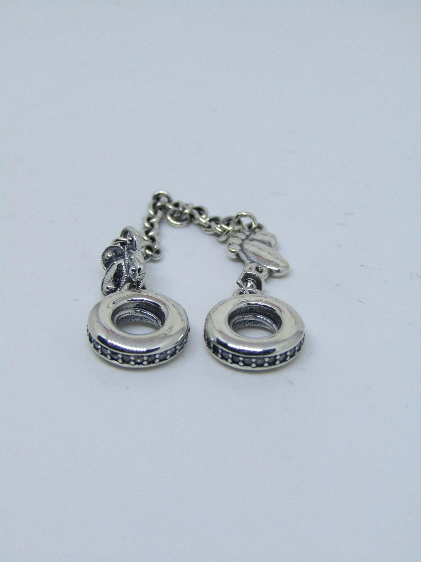 Pandora Safety chain linked charms, new with presentation bag.