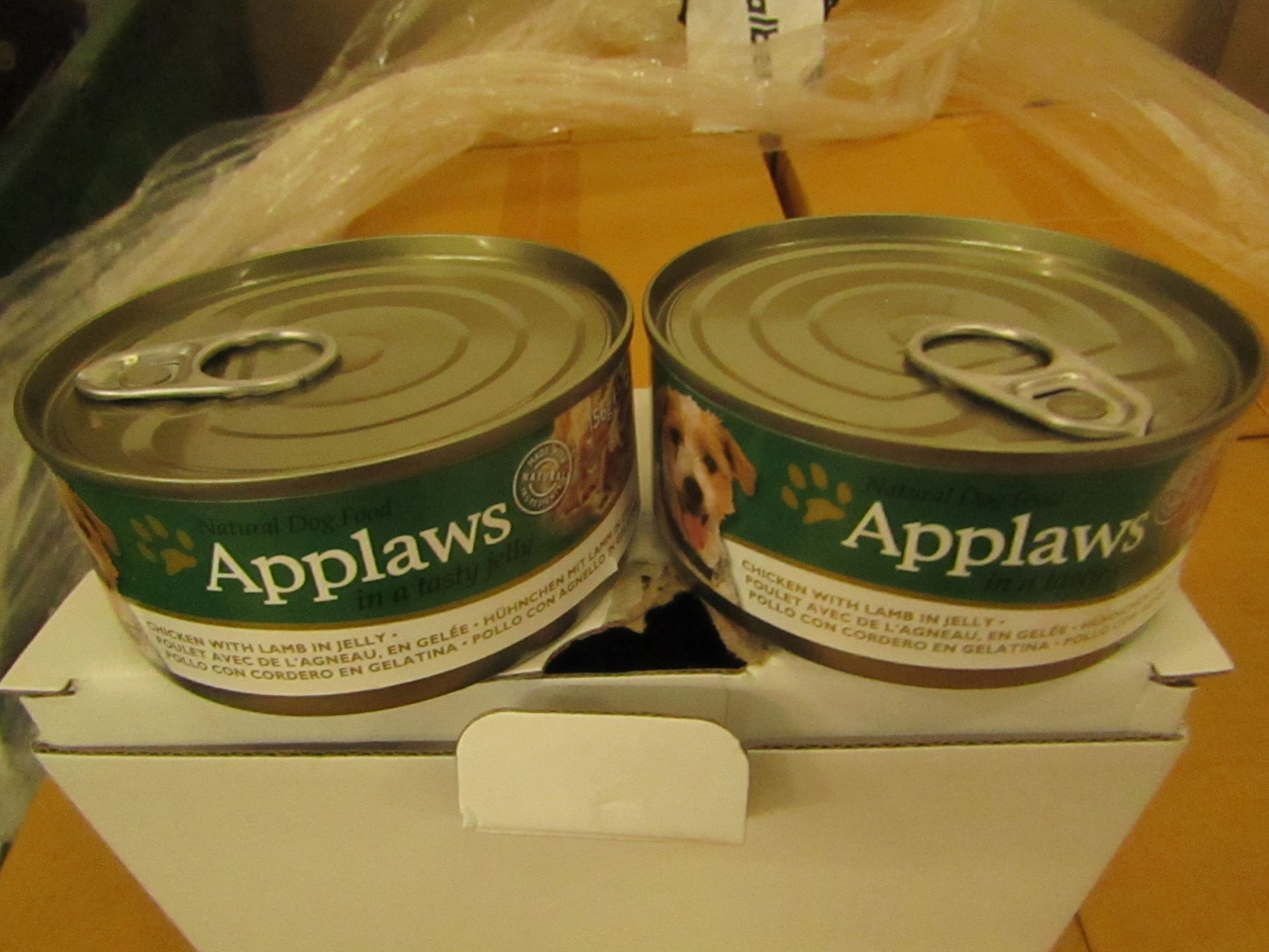 72x Applaws - Dog Tin Chicken, Lamb & Jelly - BB 24/08/20 - Unused & Boxed.