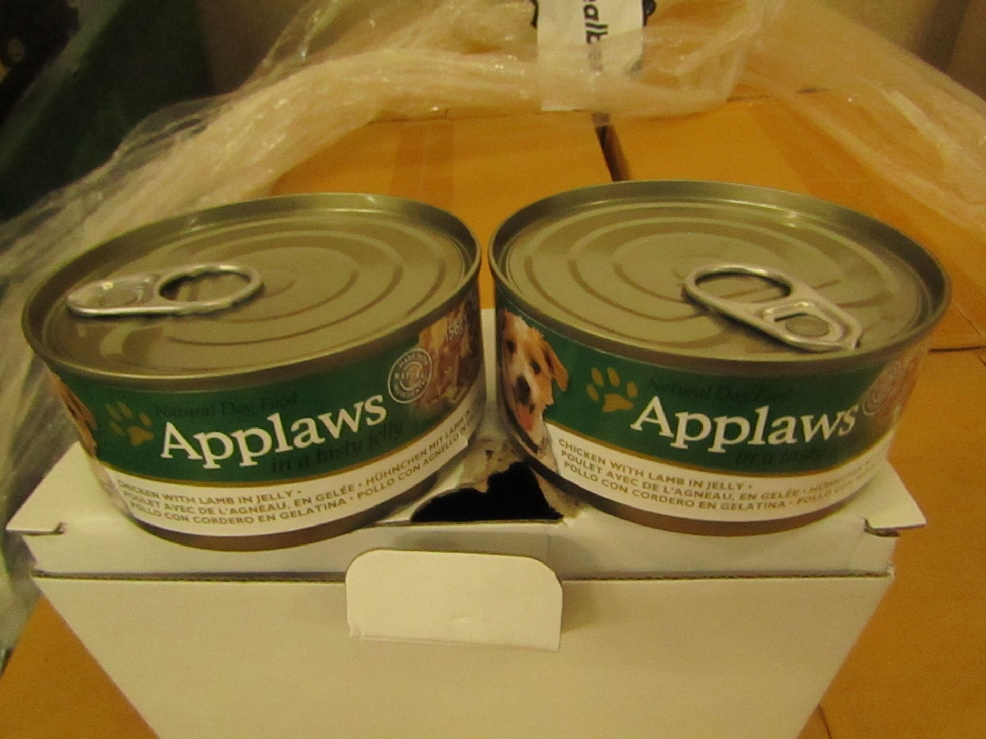 72x Applaws - Dog Tin Chicken, Lamb & Jelly - BB 24/08/20 - Unused & Boxed.