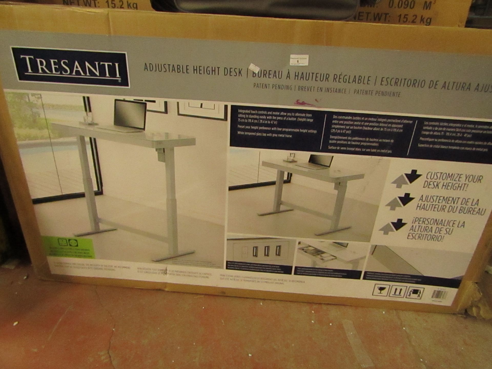 1 x Tresanti Adjustable Height Desk RRP £299 boxed unchecked