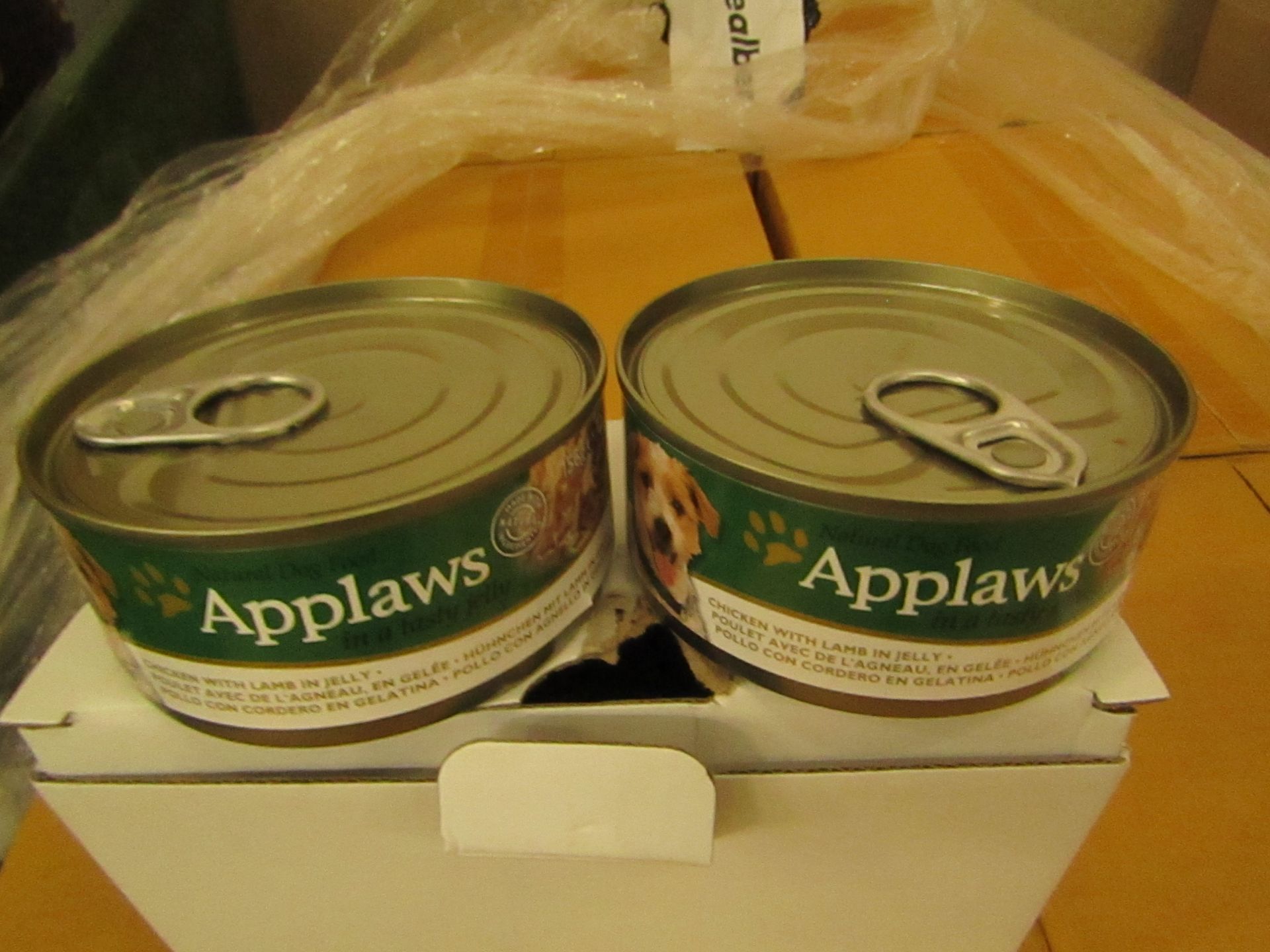 72x Applaws - Dog Tin Chicken, Lamb & Jelly - BB 24/08/20 - Unused & Boxed.