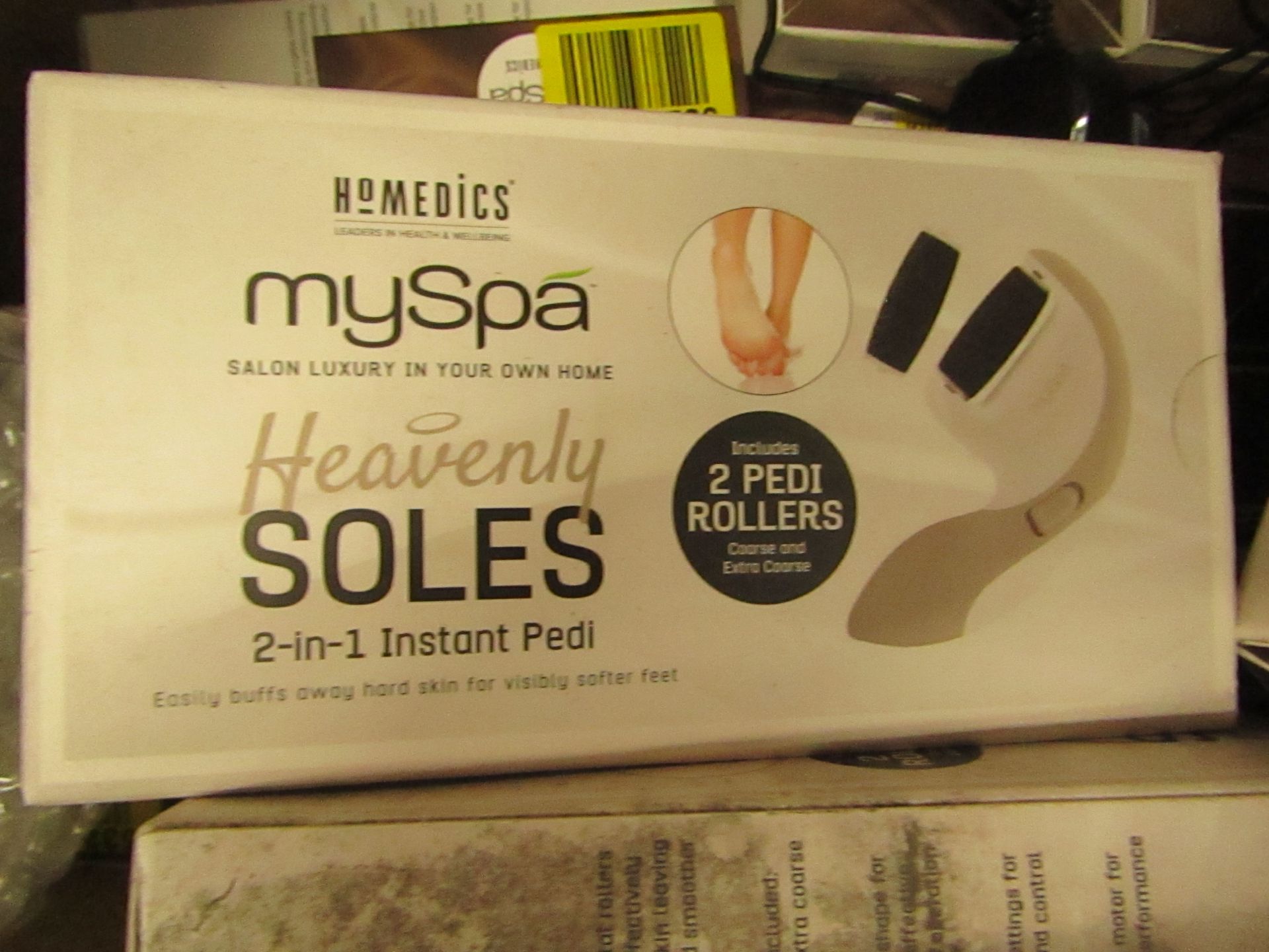 4x Home medics My Spa Heavenly Soles 2 in 1 instant Pedi, includes 2 pedi rollers, new and boxed