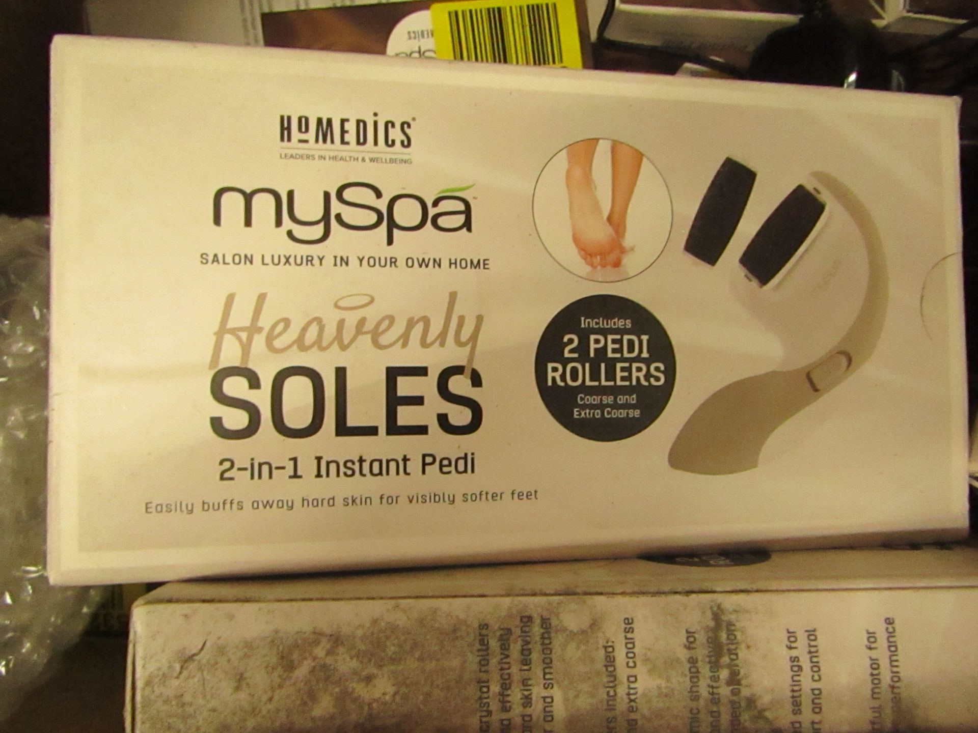 4x Home medics My Spa Heavenly Soles 2 in 1 instant Pedi, includes 2 pedi rollers, new and boxed