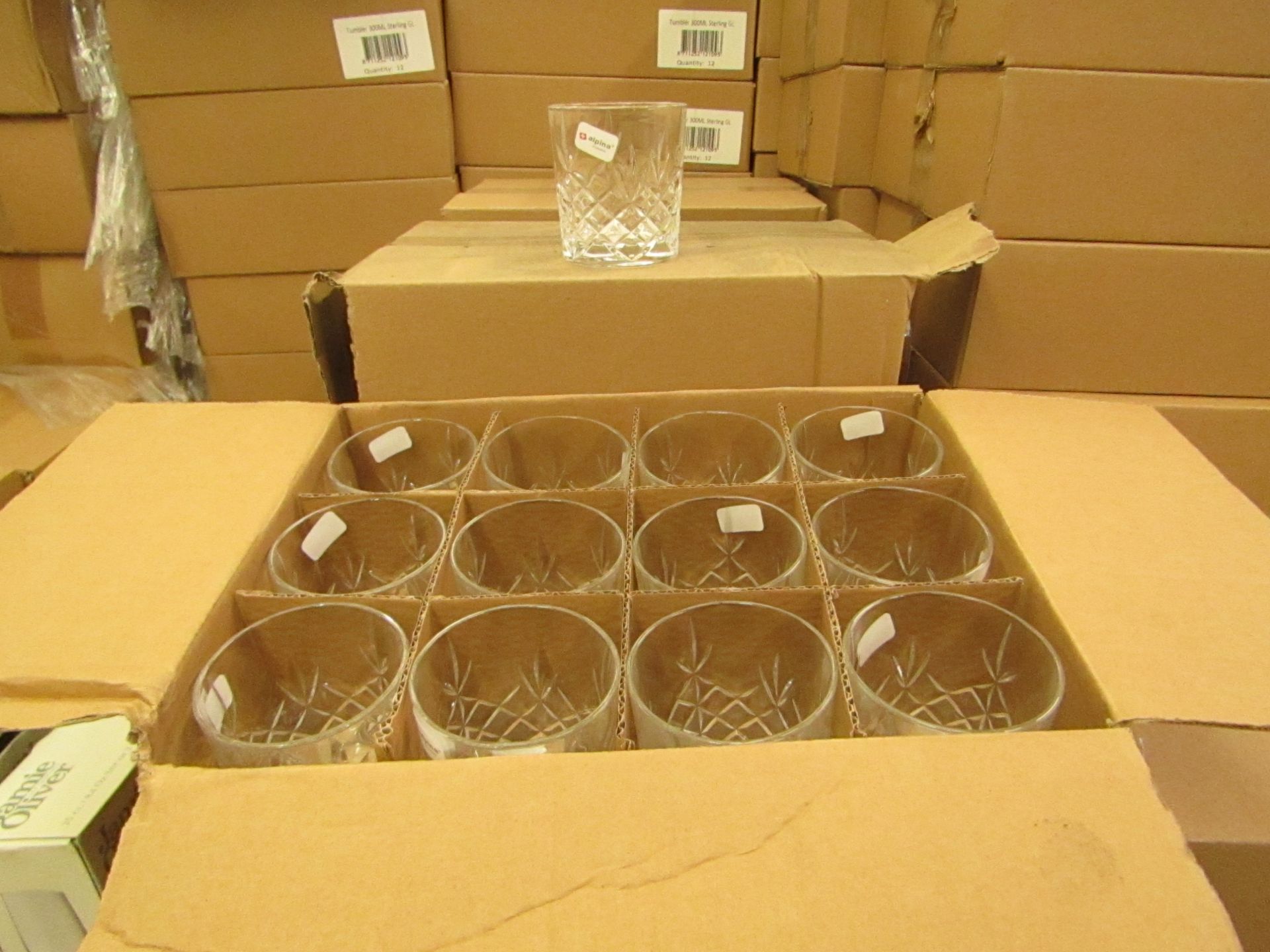 12x Apina Crystaline 300ML Glass Tumblers, New & Boxed