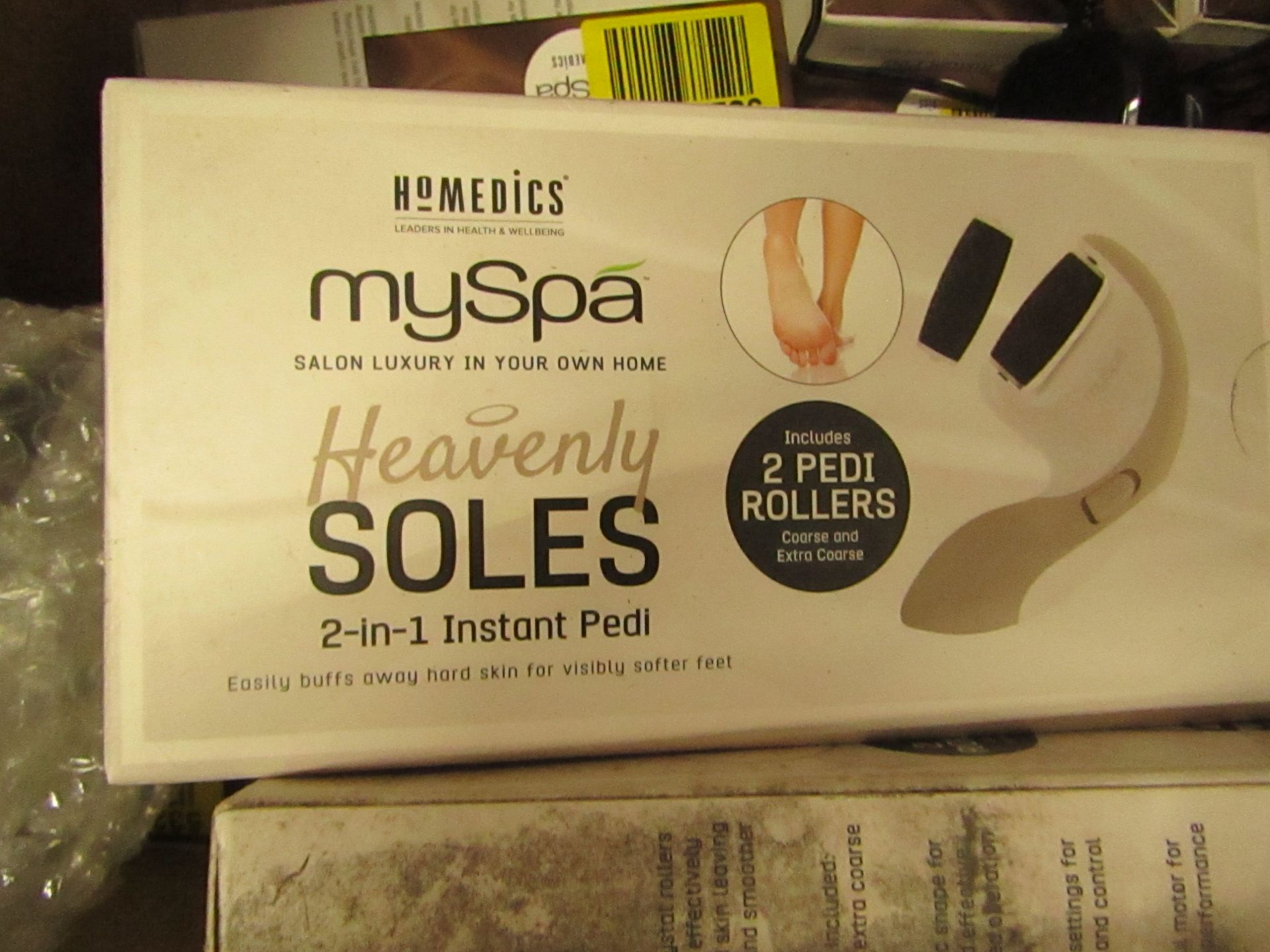 4x Home medics My Spa Heavenly Soles 2 in 1 instant Pedi, includes 2 pedi rollers, new and boxed