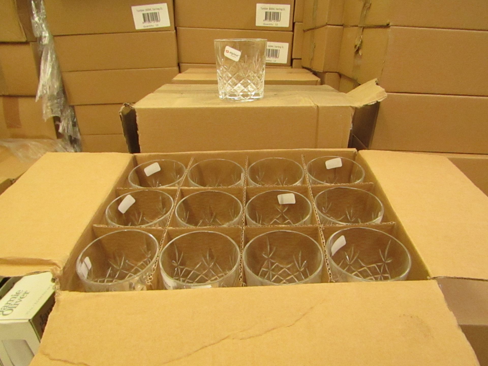 12x Apina Crystaline 300ML Glass Tumblers, New & Boxed