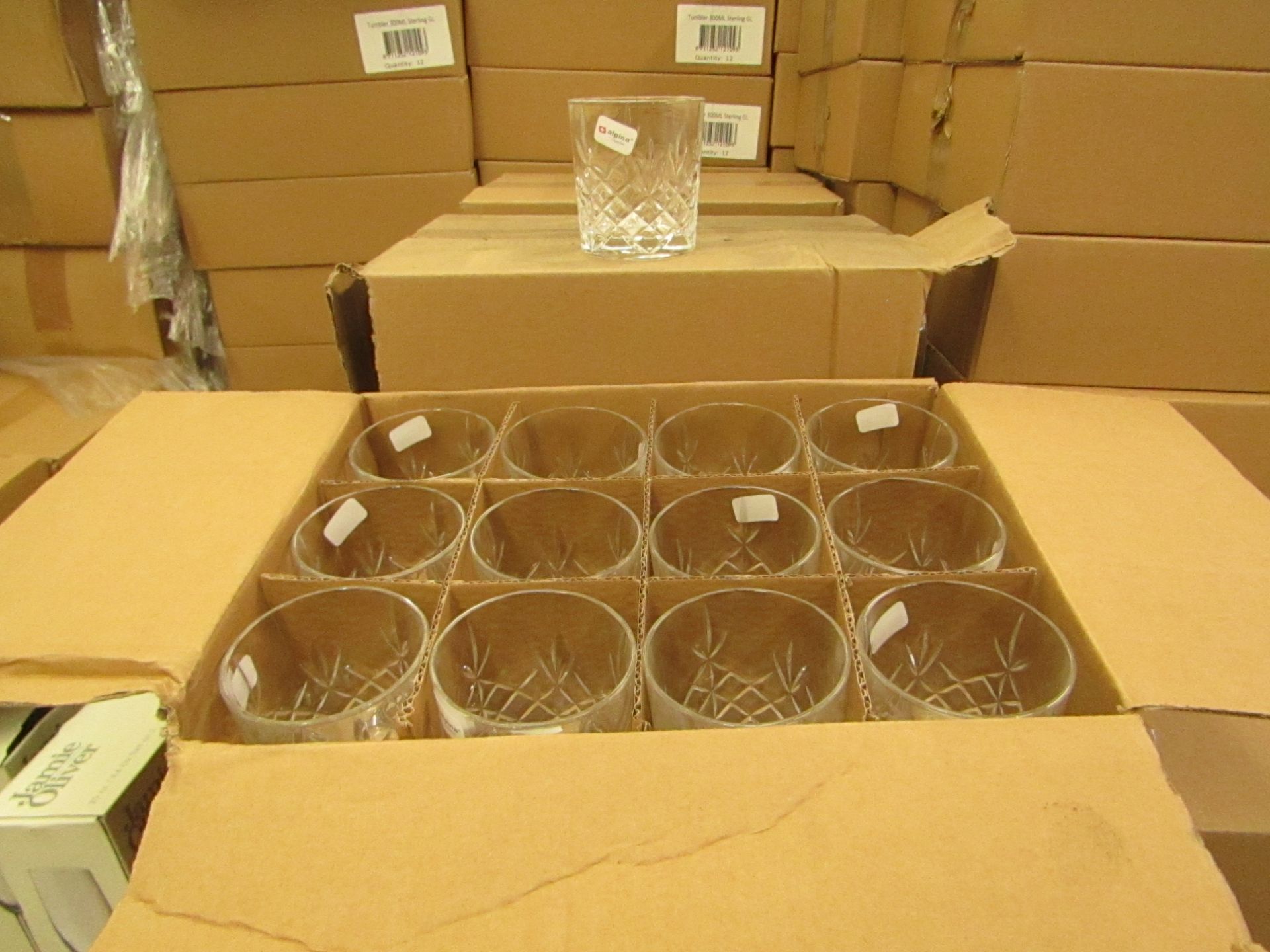 12x Apina Crystaline 300ML Glass Tumblers, New & Boxed