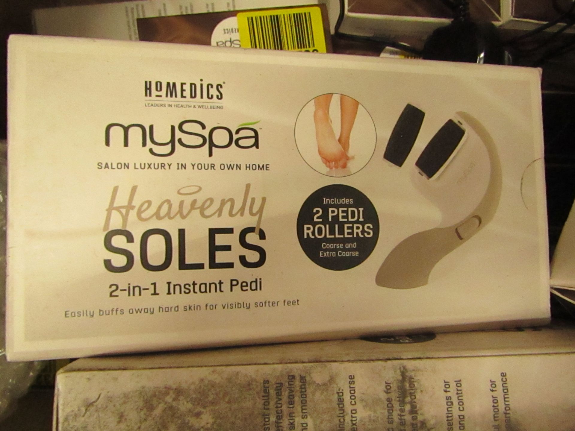 4x Home medics My Spa Heavenly Soles 2 in 1 instant Pedi, includes 2 pedi rollers, new and boxed