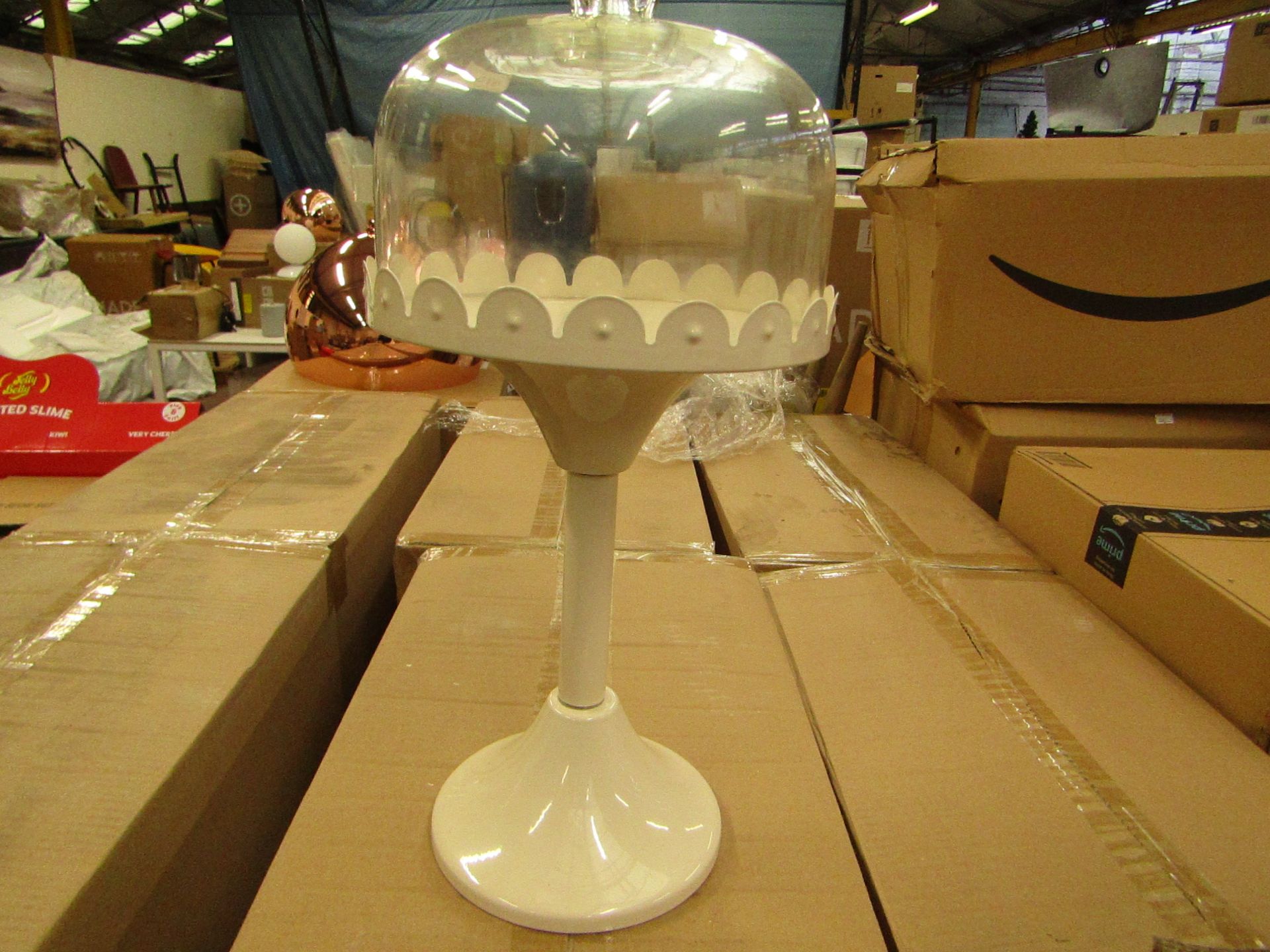 1 x GR8 Home - Cake Stand with Glass Cover - New & Boxed.