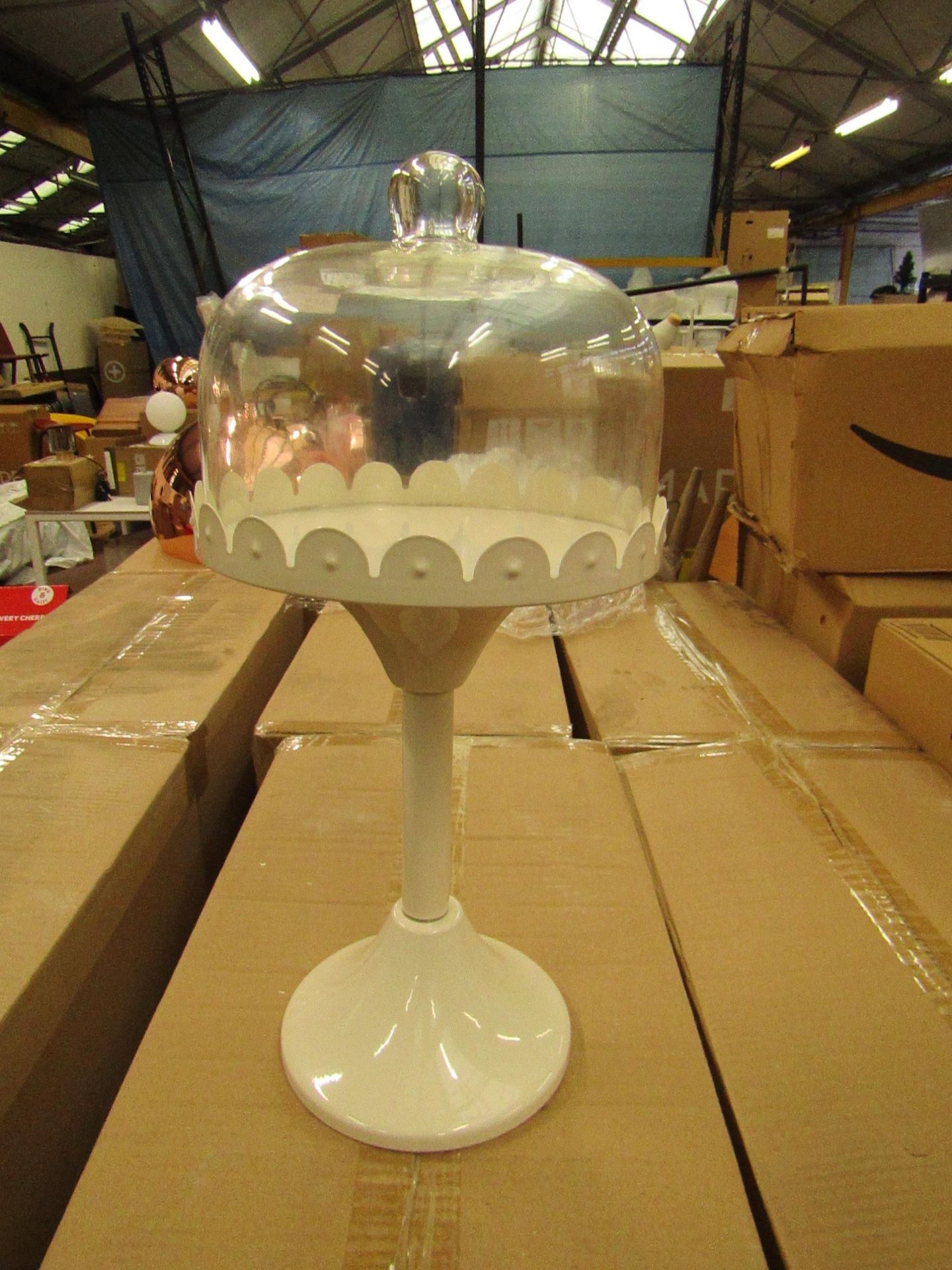 1 x GR8 Home - Cake Stand with Glass Cover - New & Boxed.