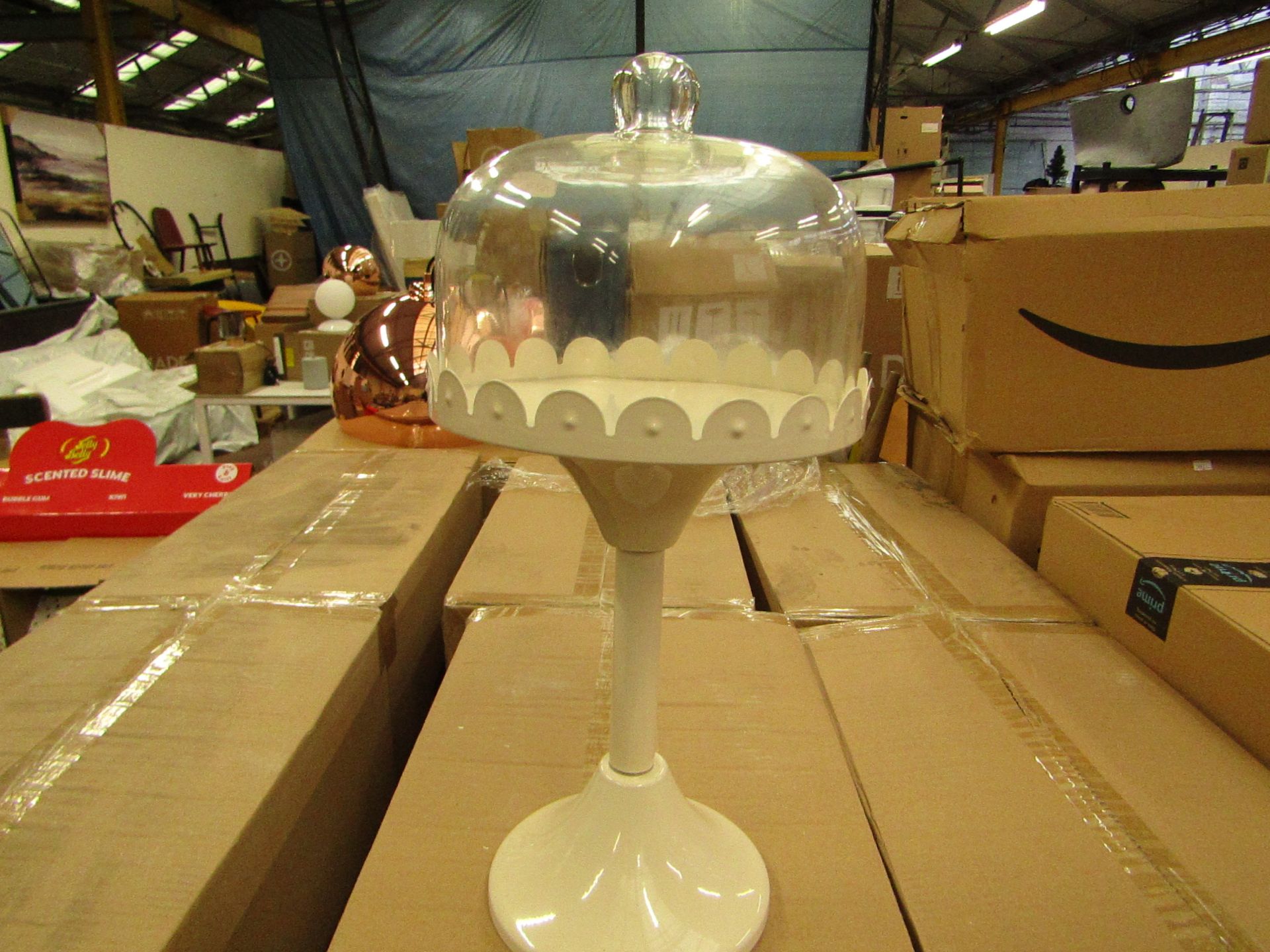 1 x GR8 Home - Cake Stand with Glass Cover - New & Boxed.