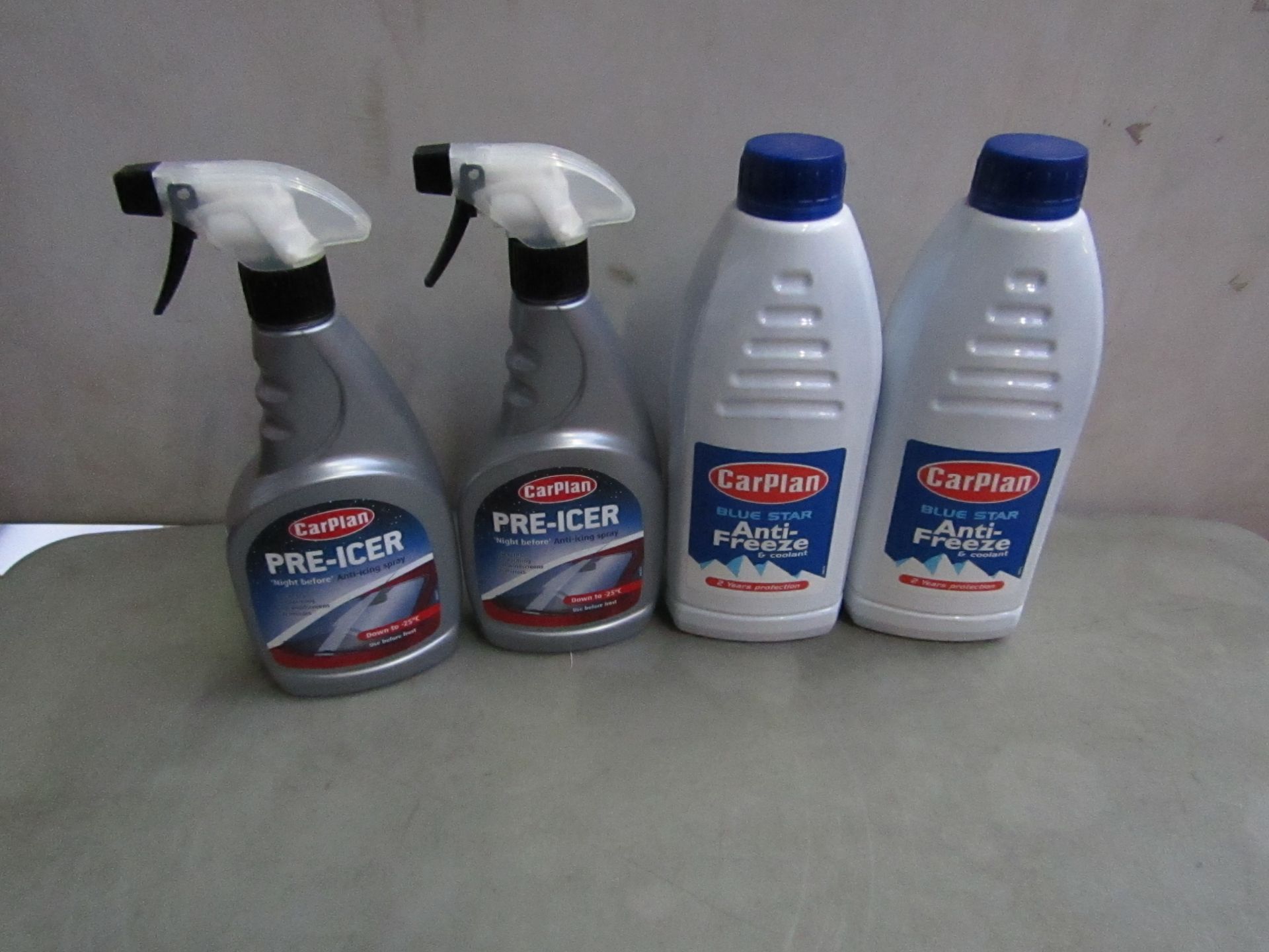 1x Carplan - Pre-Icer - 500ml - Unused. 2x Carplan - Blue Star Anti-Freeze & Coolant - 1 Litre -