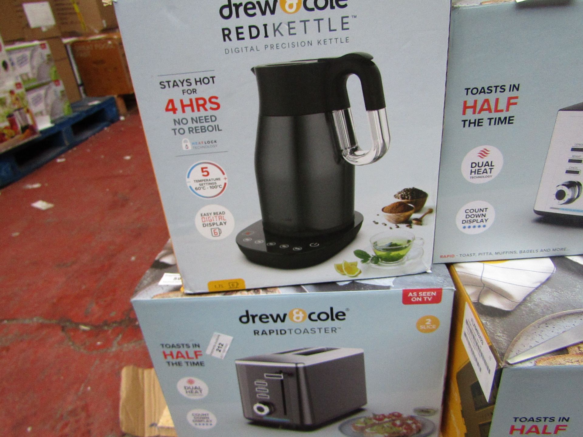 | 1X | DREW AND COLE REDI KETTLE WITH A DREW AND COLE 2 SLICE TOASTER | REFURBISHED AND BOXED | NO