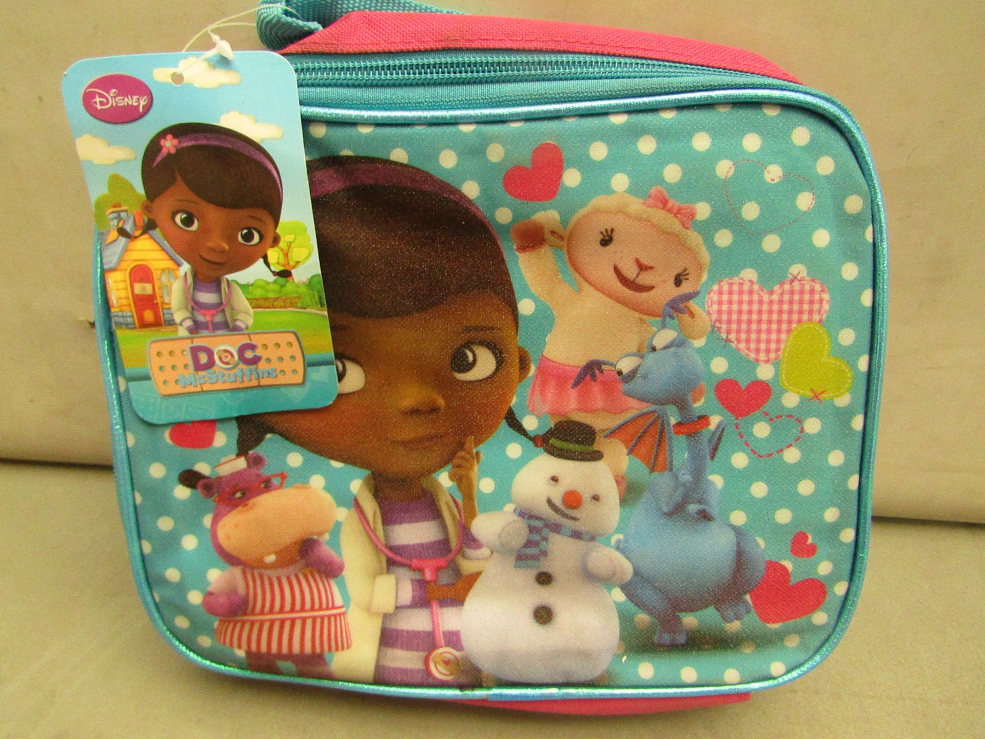 5 x Disney Junior - Doc Mcstuffins Fabric Lunch Box RRP £5.49 each- New & Packaged.