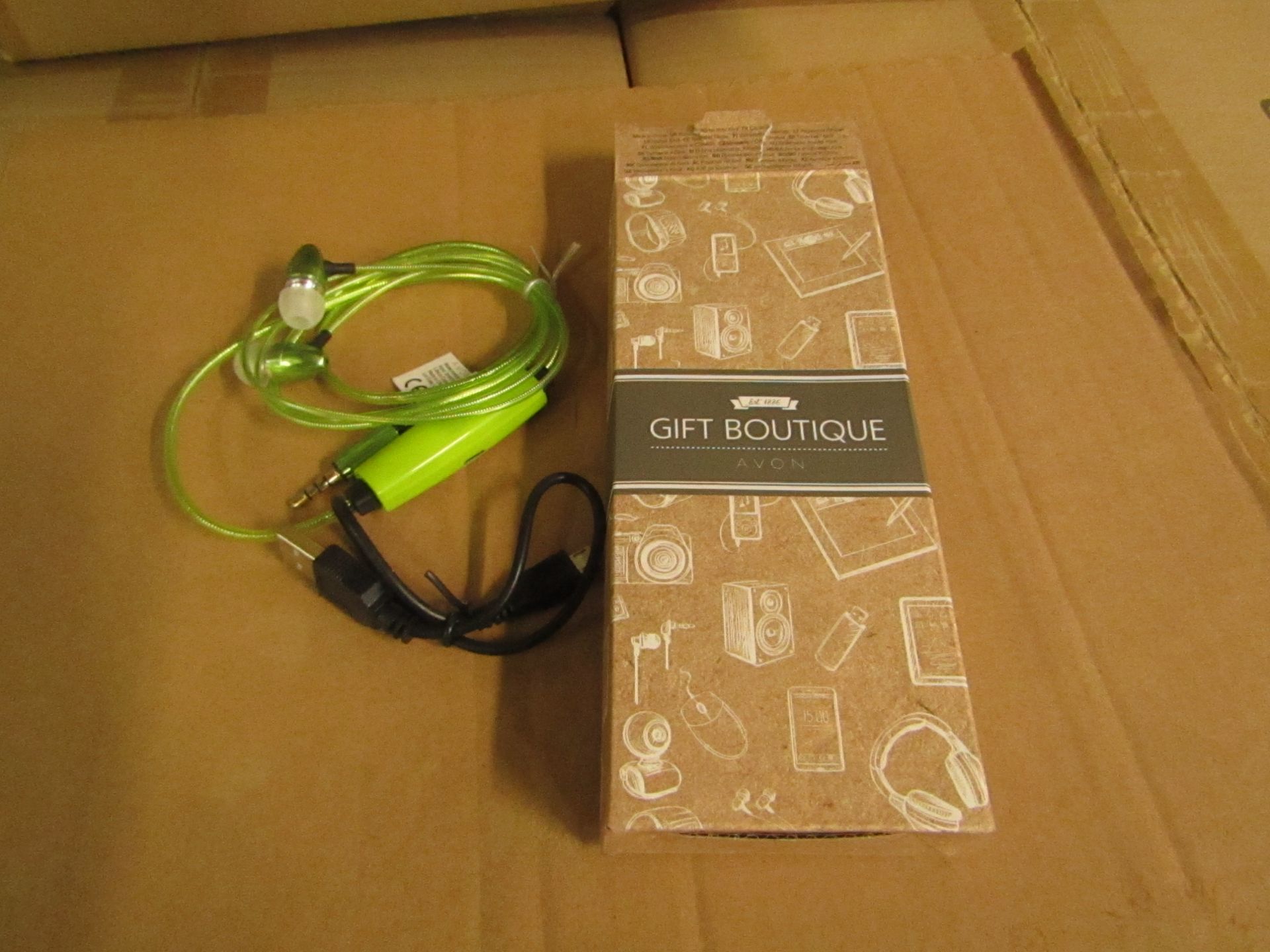 5x Avon - Gift Bouique - Green LED EarBuds - New & Boxed. RRP £15 Each.