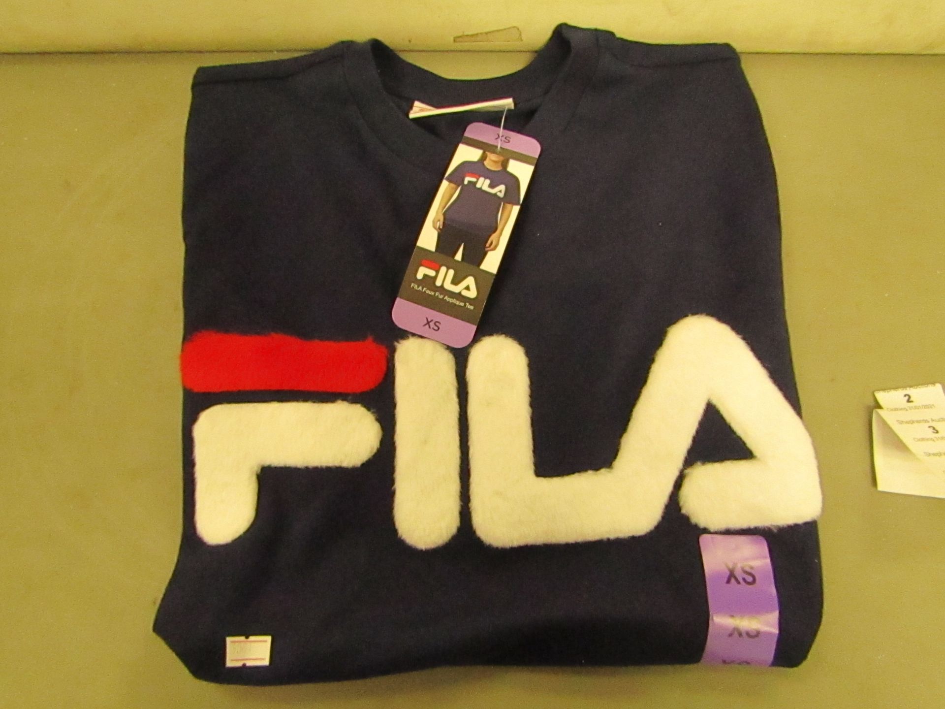 Fila T/Shirt Ladies (With Faux Fur Design on Front )Size X/S New With Tags