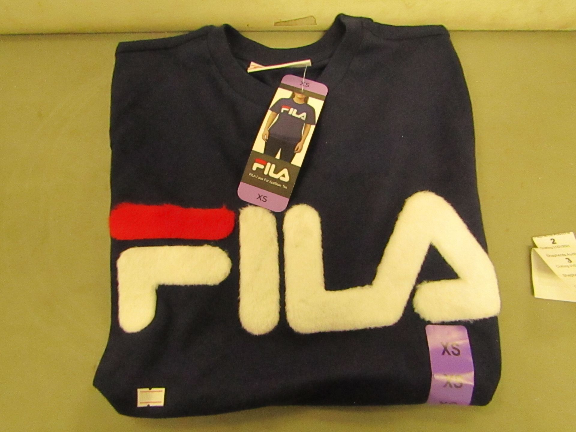 Fila T/Shirt Ladies (With Faux Fur Design on Front )Size X/S New With Tags