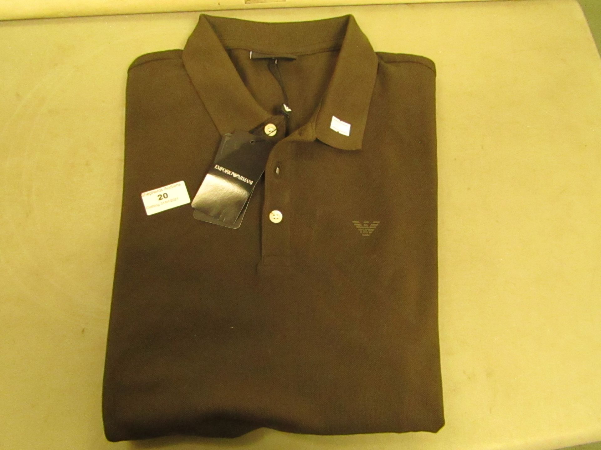 Emporio Armani Polo T/Shirt Marrone Colour Size L New With Tags