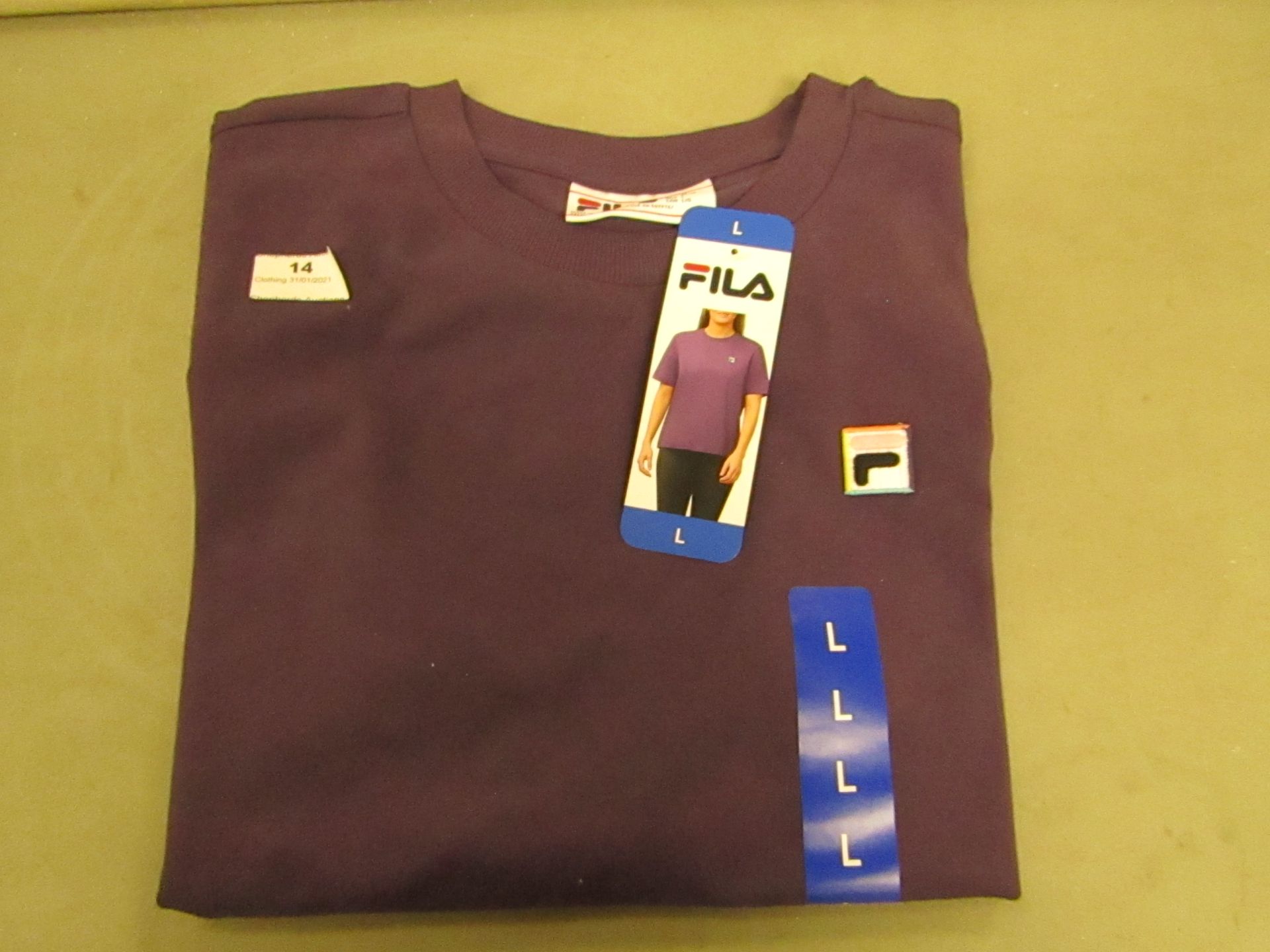 Fila T/Shirt Ladies Gothic Grape Colour Size L New With Tags