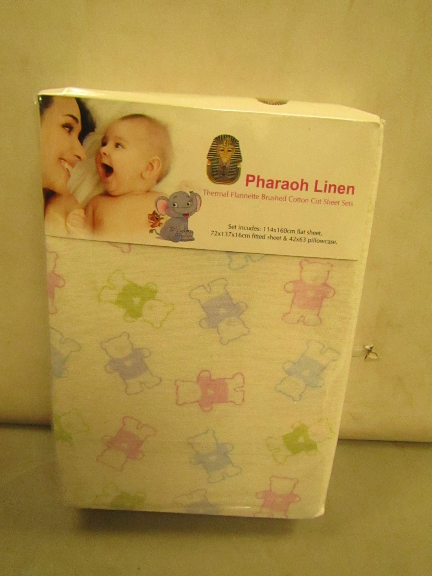 Pharaoh Linen Set Inc.. Flat Sheet 114 X 160CM Fitted Sheet 72 X 137 X 16 Cm & Pillowcase 42 X 63 CM