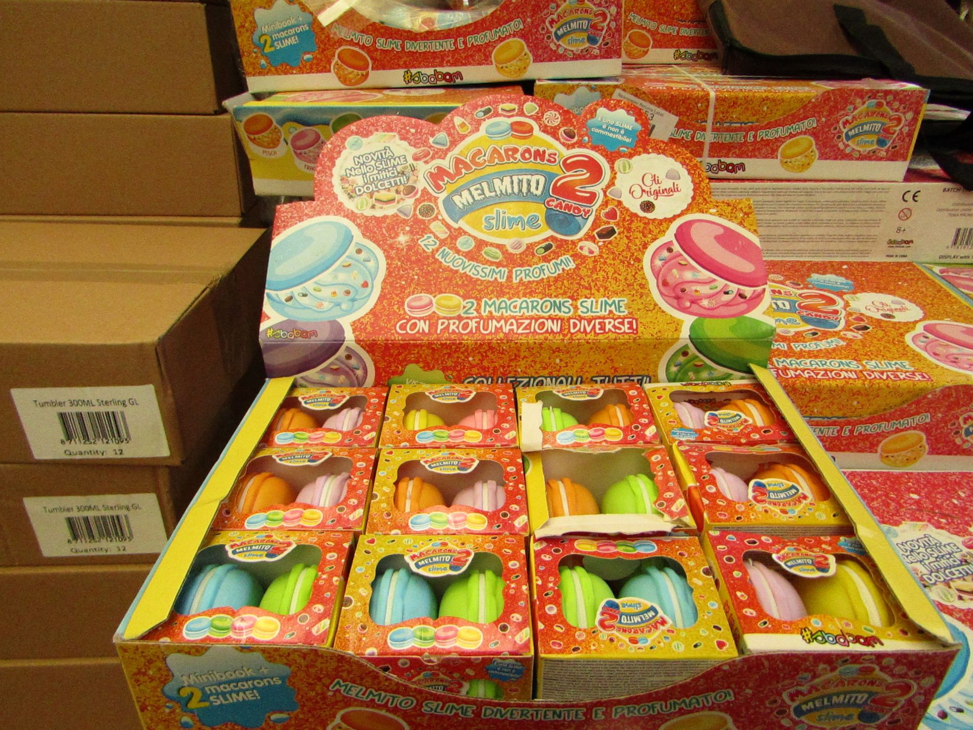 1 x Box of 12 Packs of 2 Macarons Slime - New & Boxed.