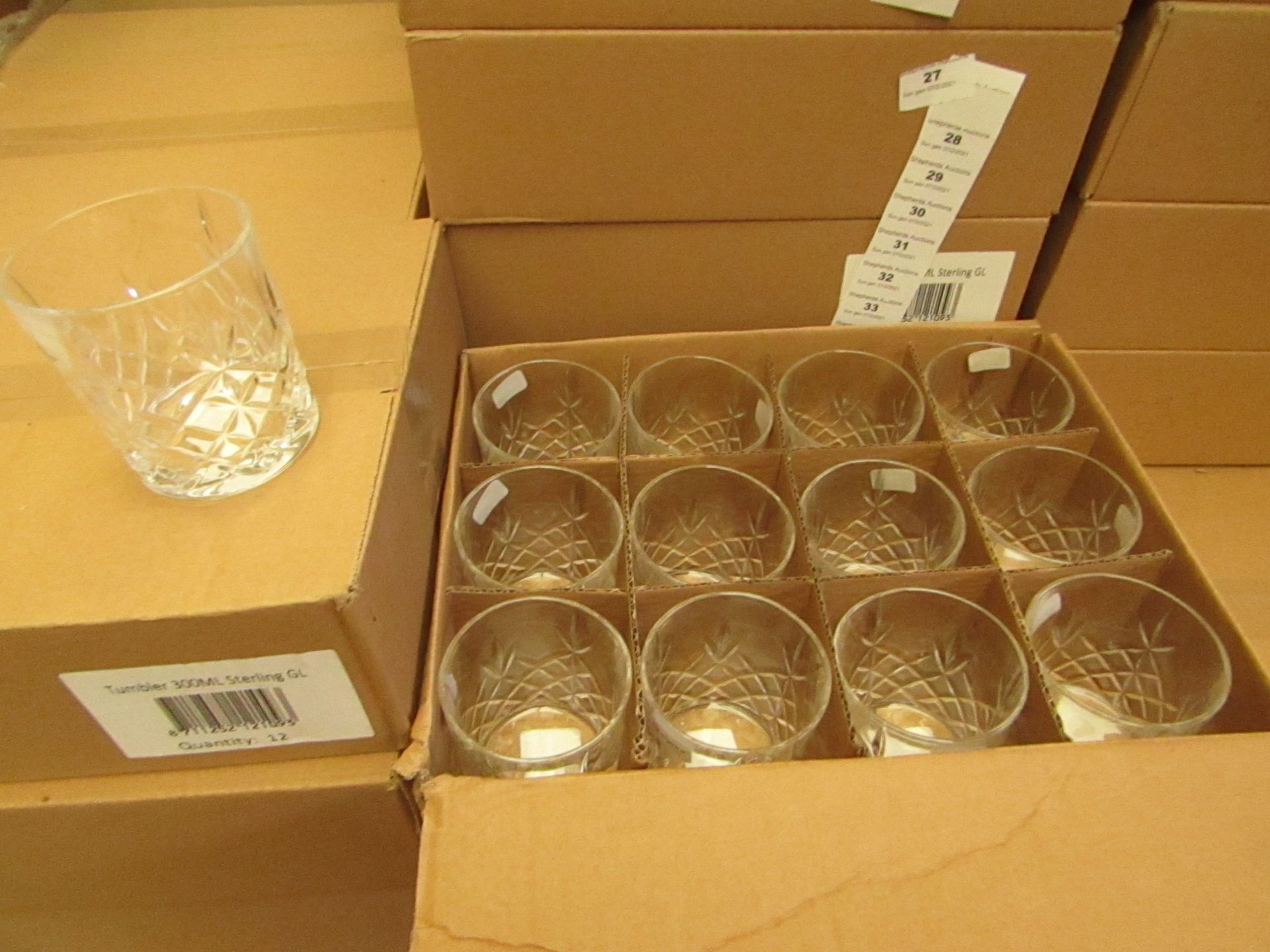 12 x Apina Crystaline 300ML Glass Tumblers, New & Boxed