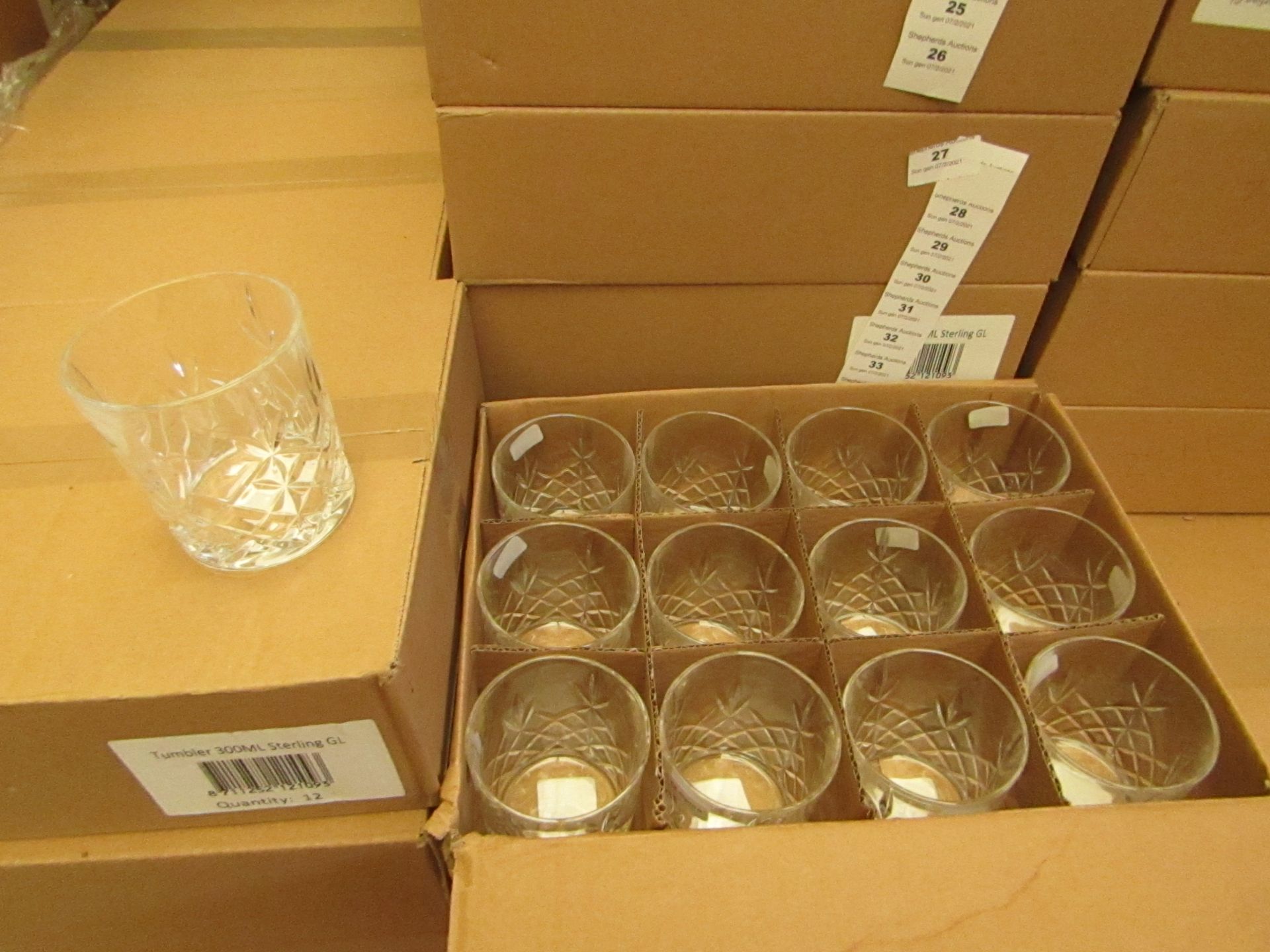 12 x Apina Crystaline 300ML Glass Tumblers, New & Boxed