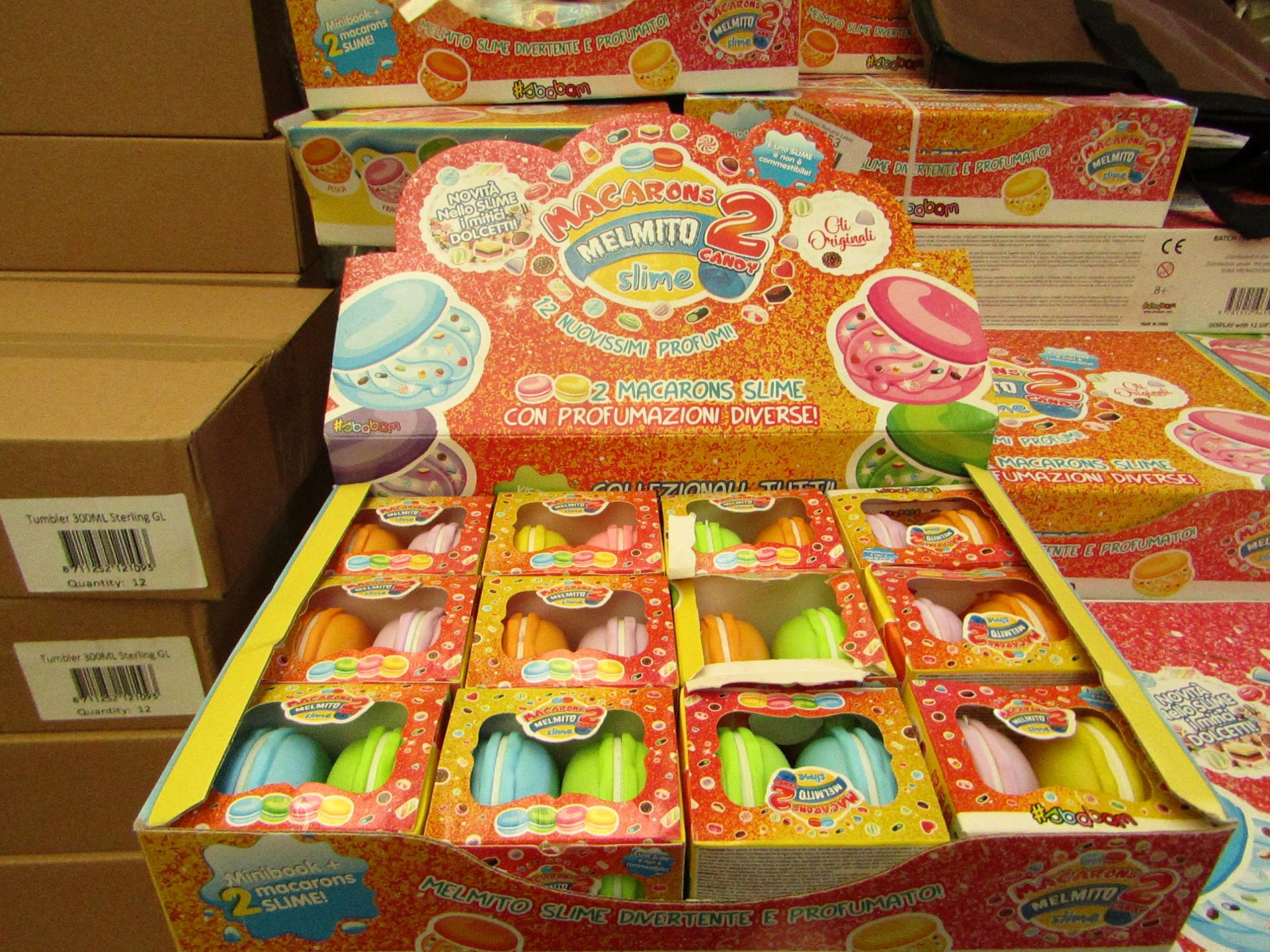 1 x Box of 12 Packs of 2 Macarons Slime - New & Boxed.